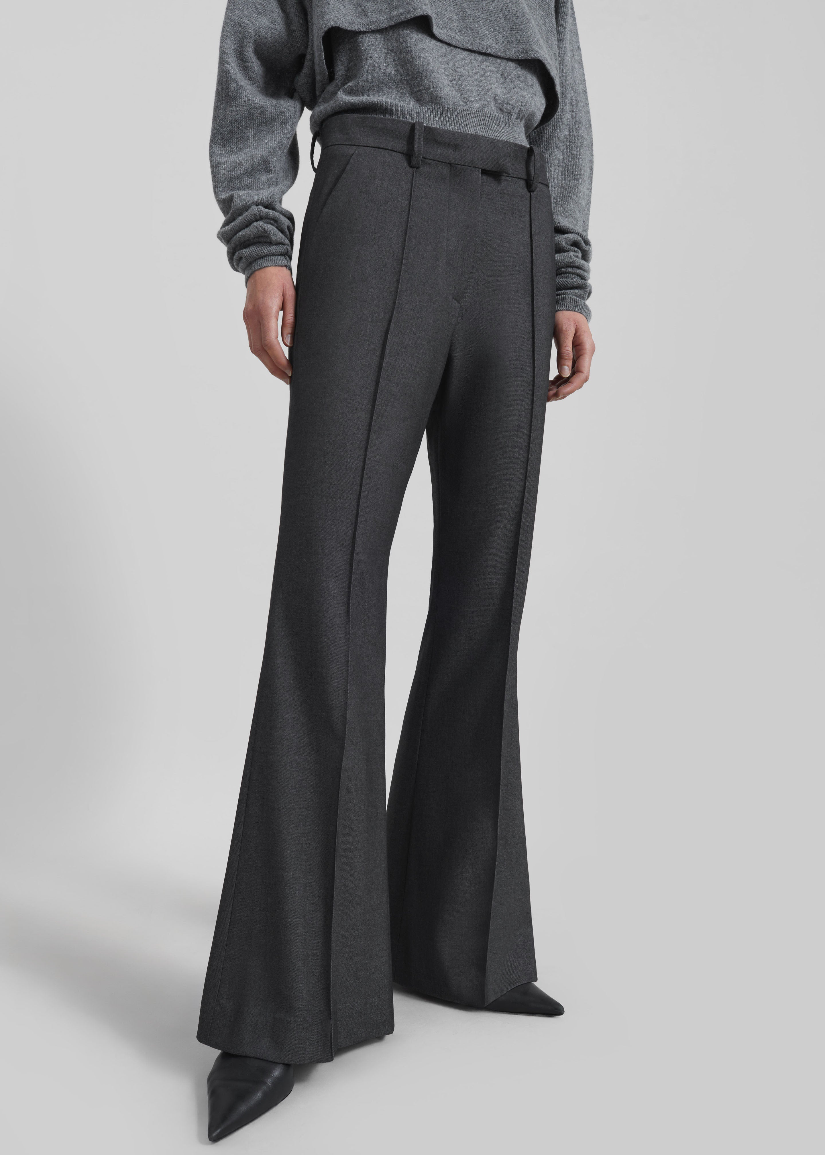 Kvale Pintuck Flared Trousers - Dark Grey – The Frankie Shop