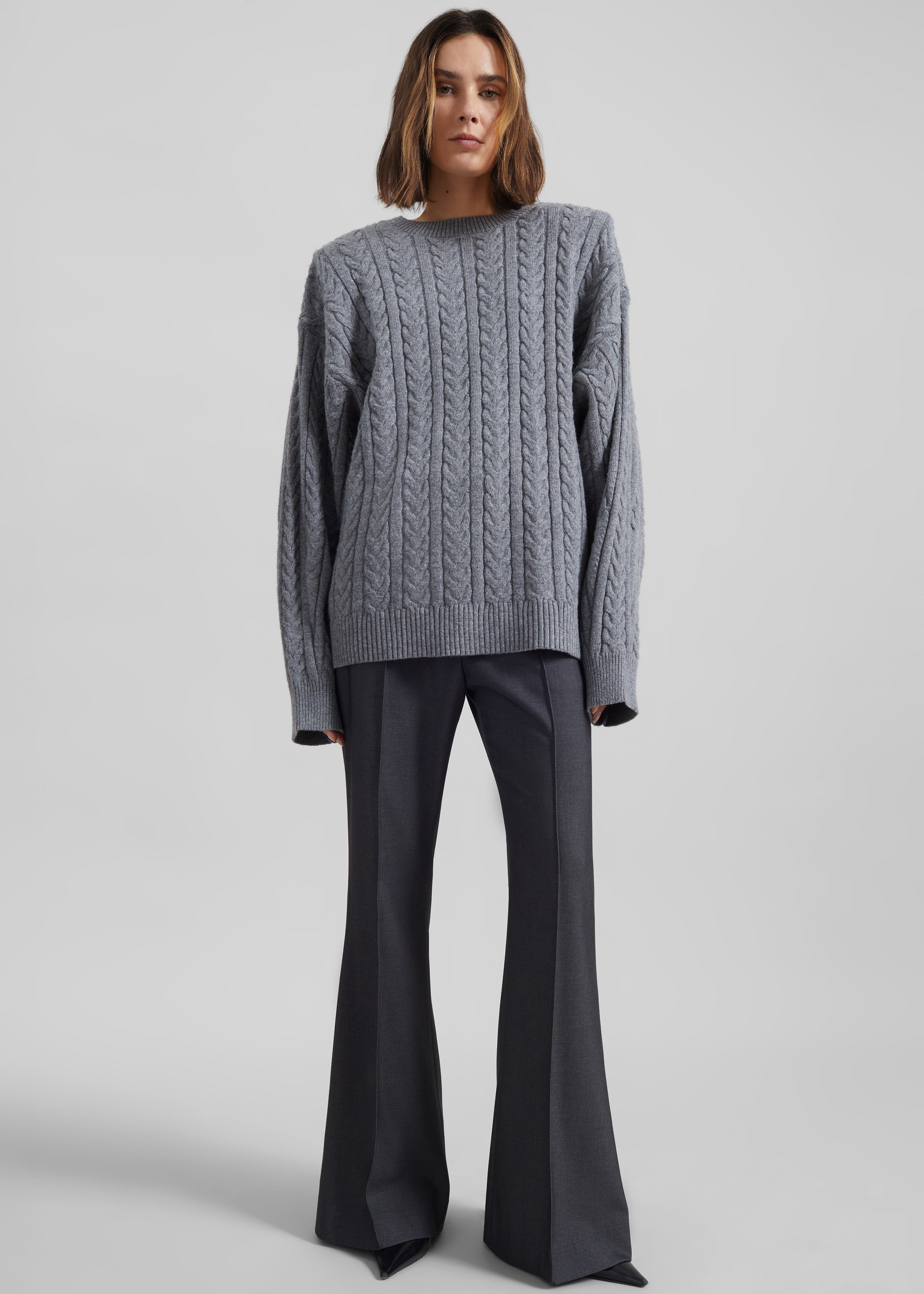 Kvale Pintuck Flared Trousers - Dark Grey – The Frankie Shop