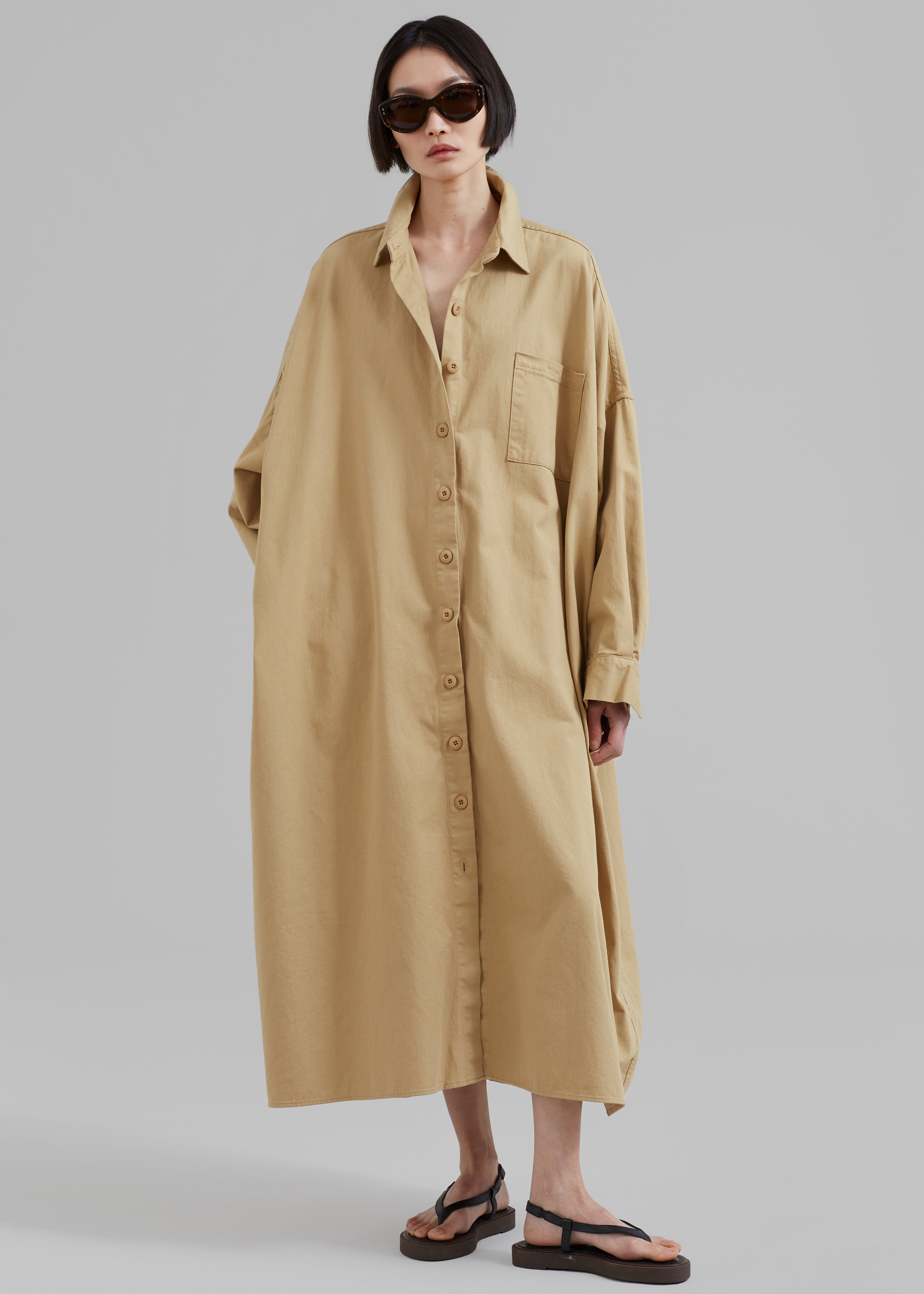 Kason Oversized Shirt Dress - Sahara – The Frankie Shop
