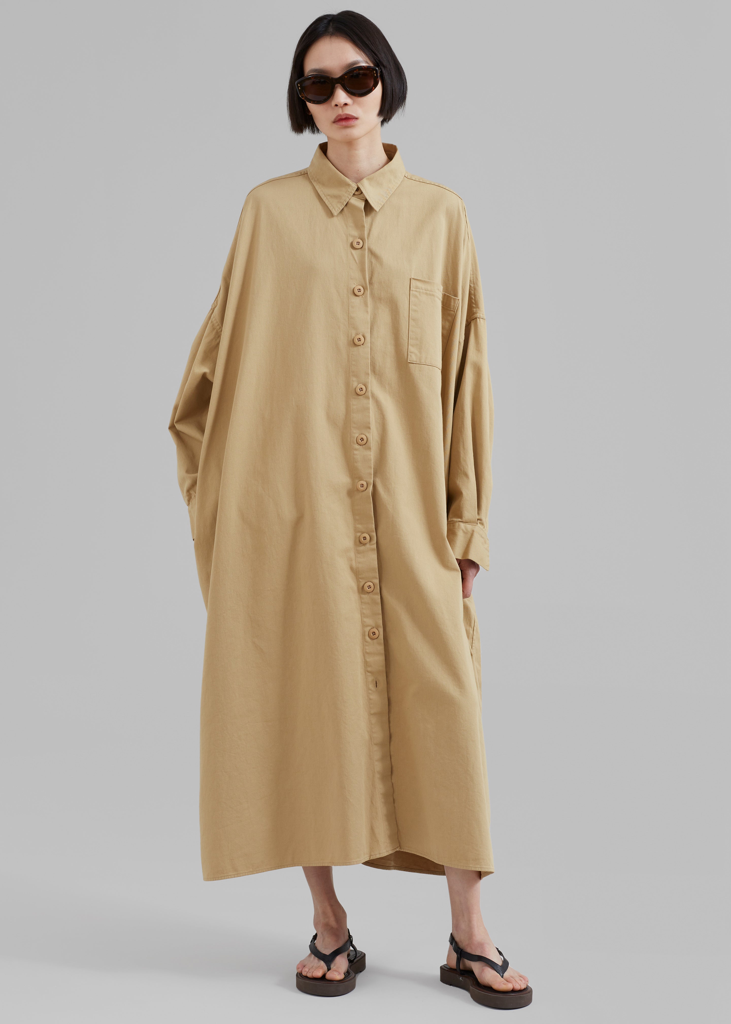 Kason Oversized Shirt Dress - Sahara - 2