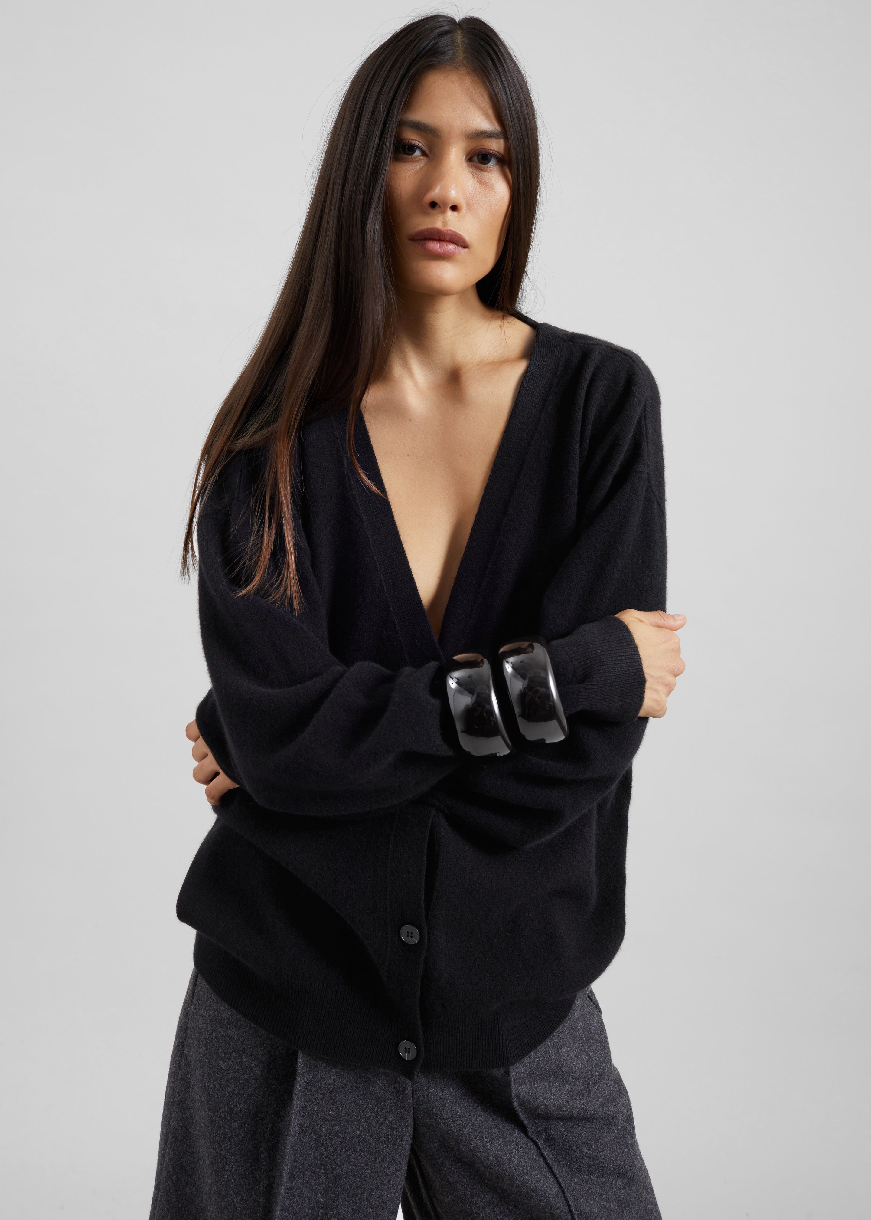 Lachen Double-Sided Wool Cardigan - Black – The Frankie Shop