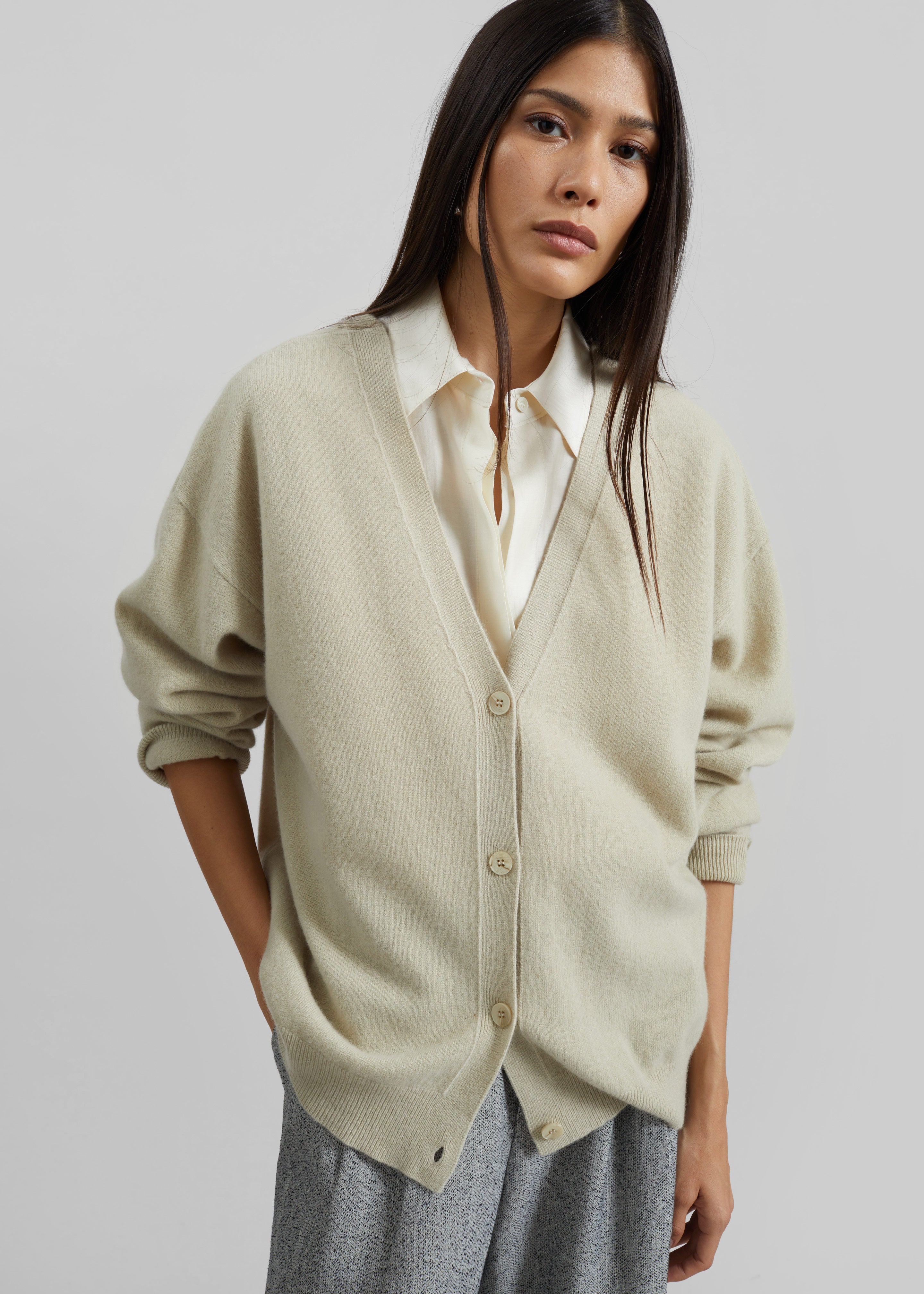 Lachen Double-Sided Wool Cardigan - Light Beige - 4