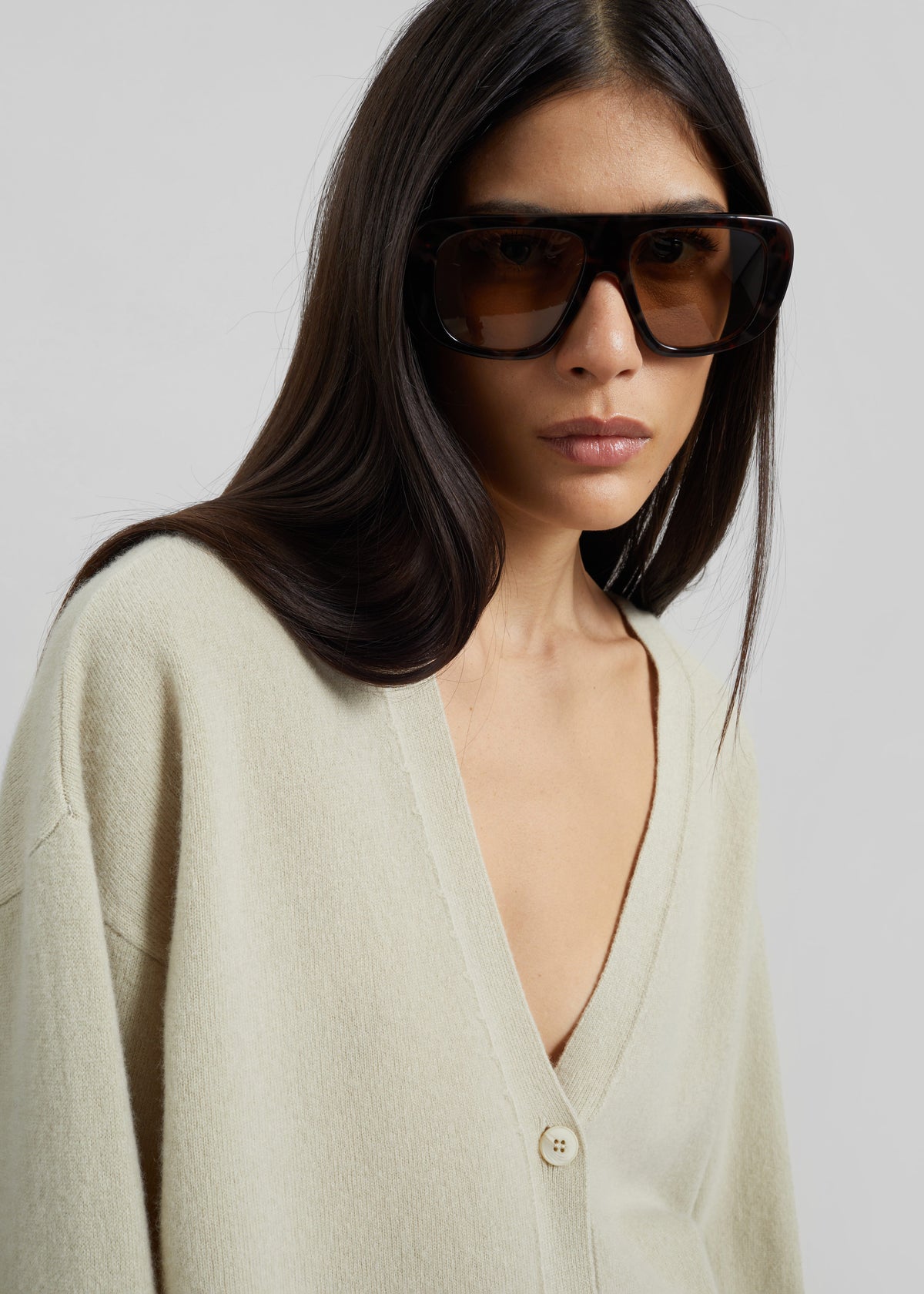 Lachen Double-Sided Wool Cardigan - Light Beige - 5