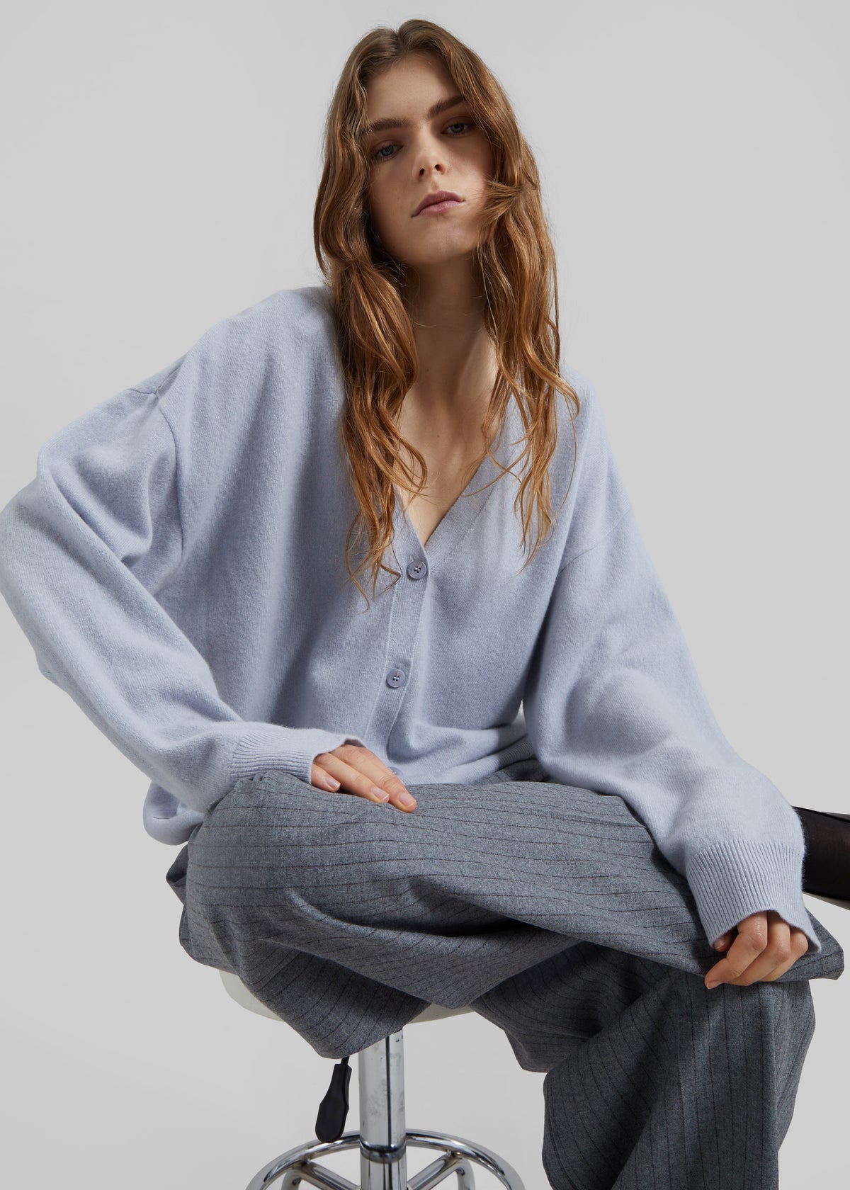 Lachen Double-Sided Wool Cardigan - Powder Blue - 1