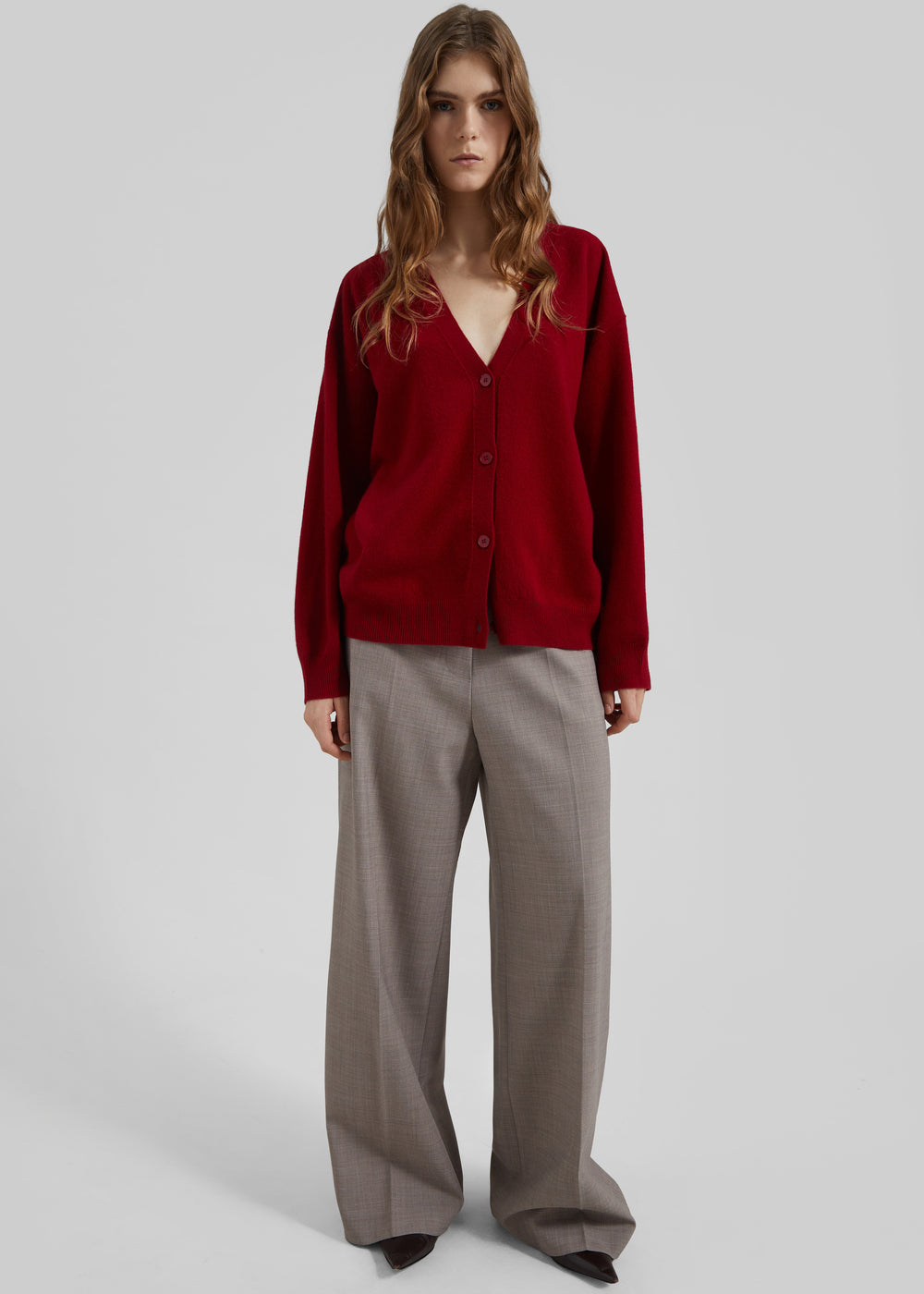 Lachen Double-Sided Wool Cardigan - Red - 1