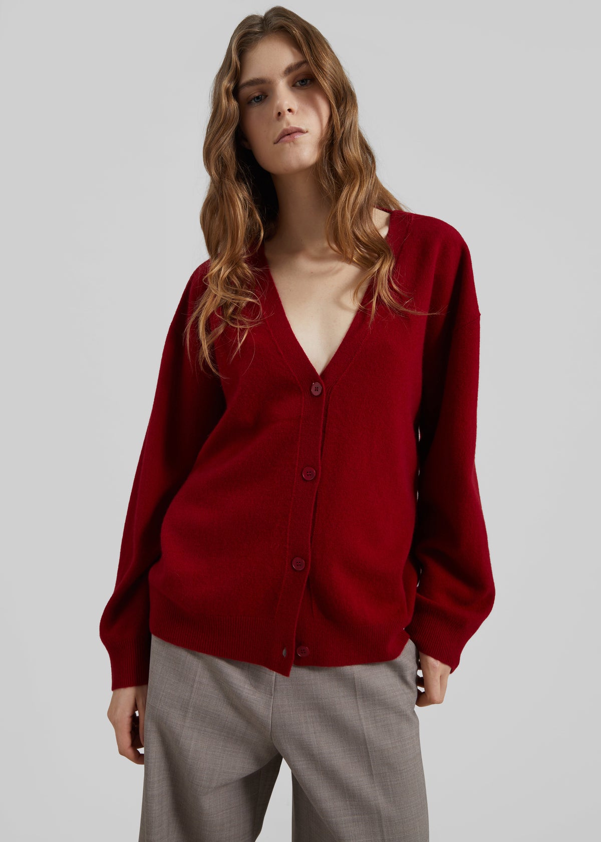 Lachen Double-Sided Wool Cardigan - Red - 5