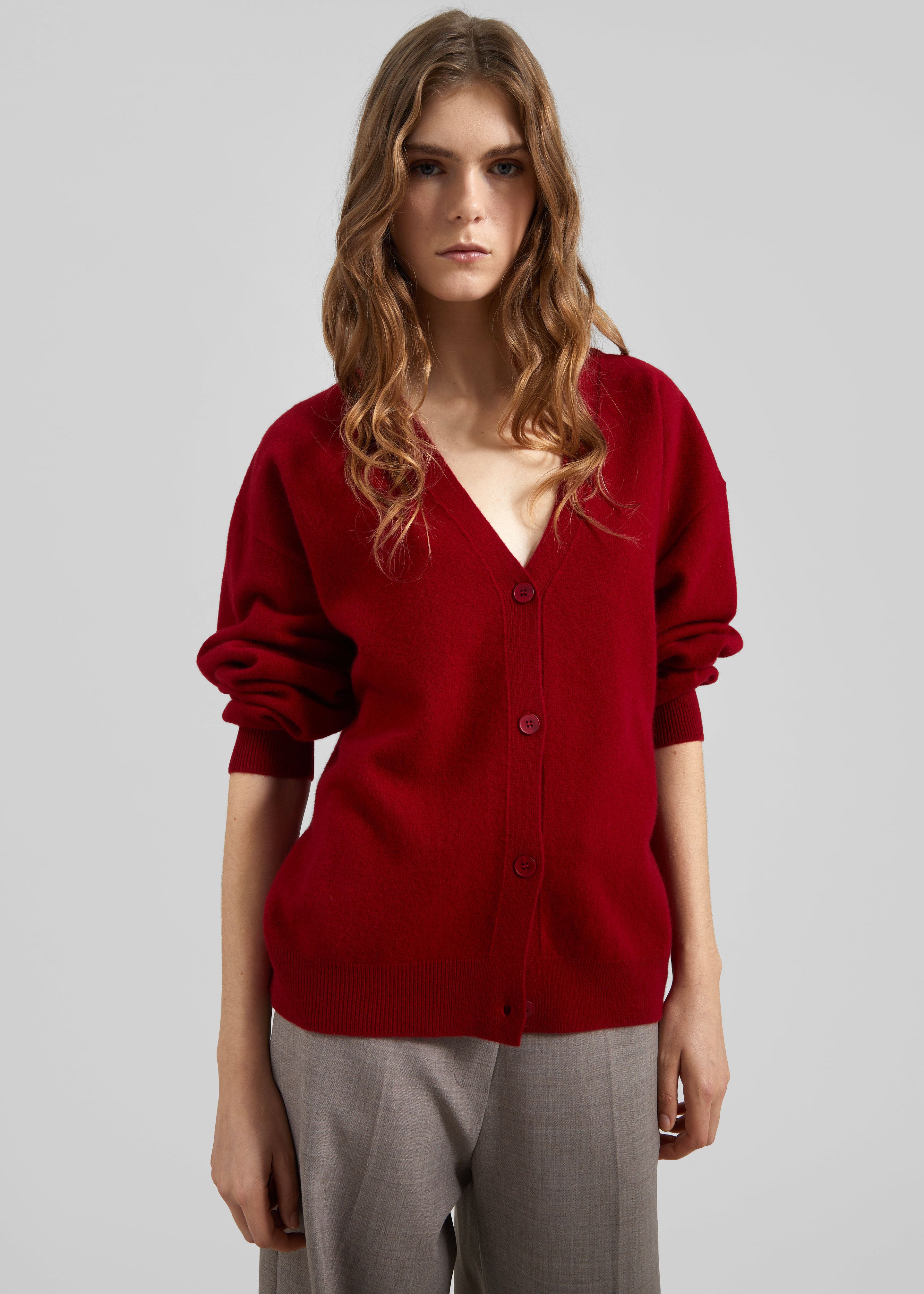 Lachen Double-Sided Wool Cardigan - Red - 6