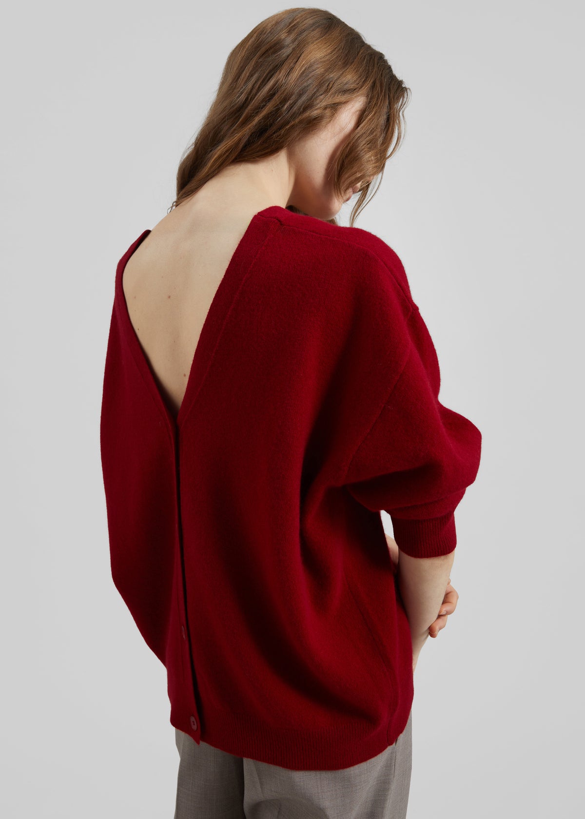 Lachen Double-Sided Wool Cardigan - Red - 1