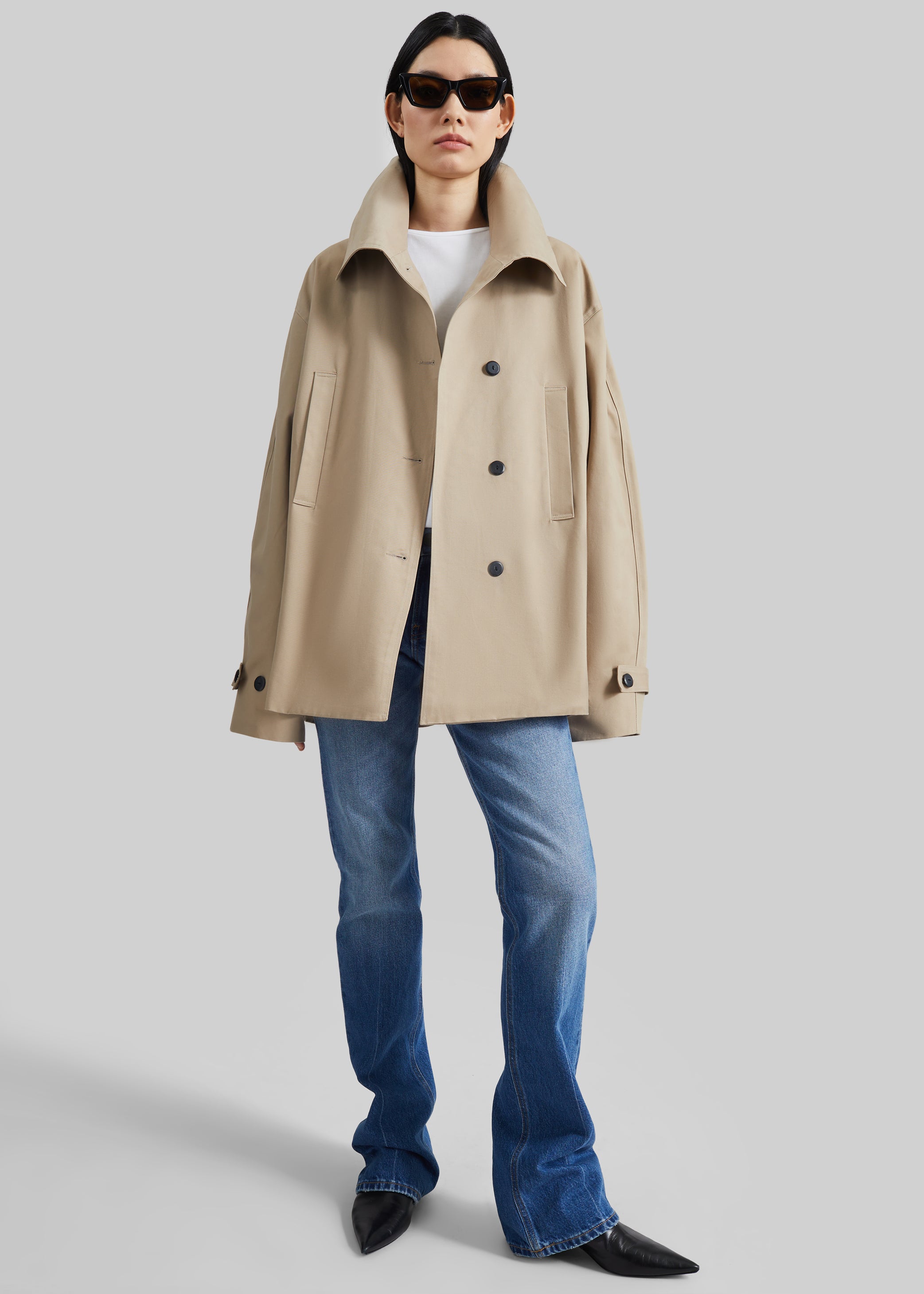 Shop the look image for Lahti Belted Short Coat - Beige