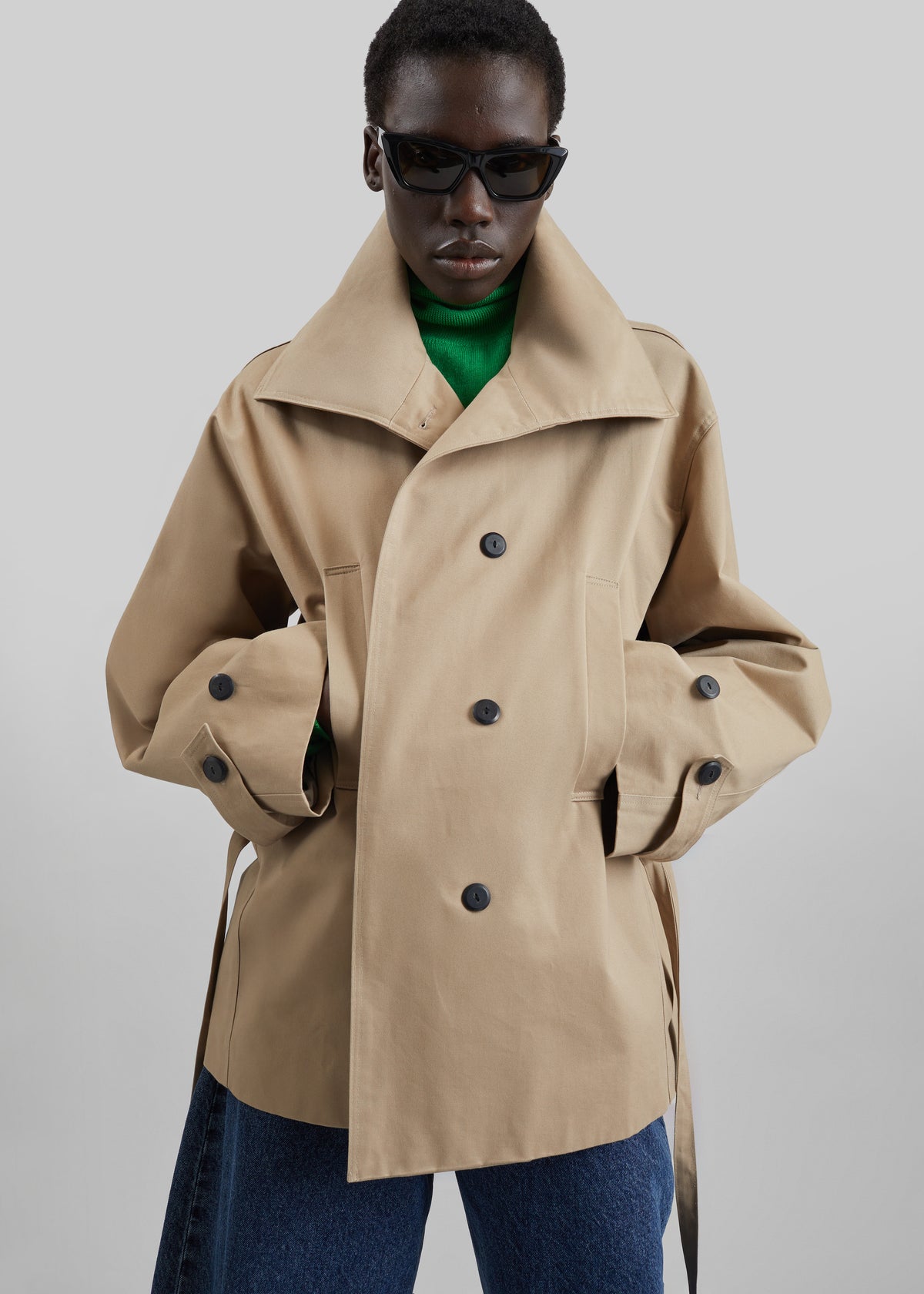 Lahti Belted Short Coat - Beige - 3