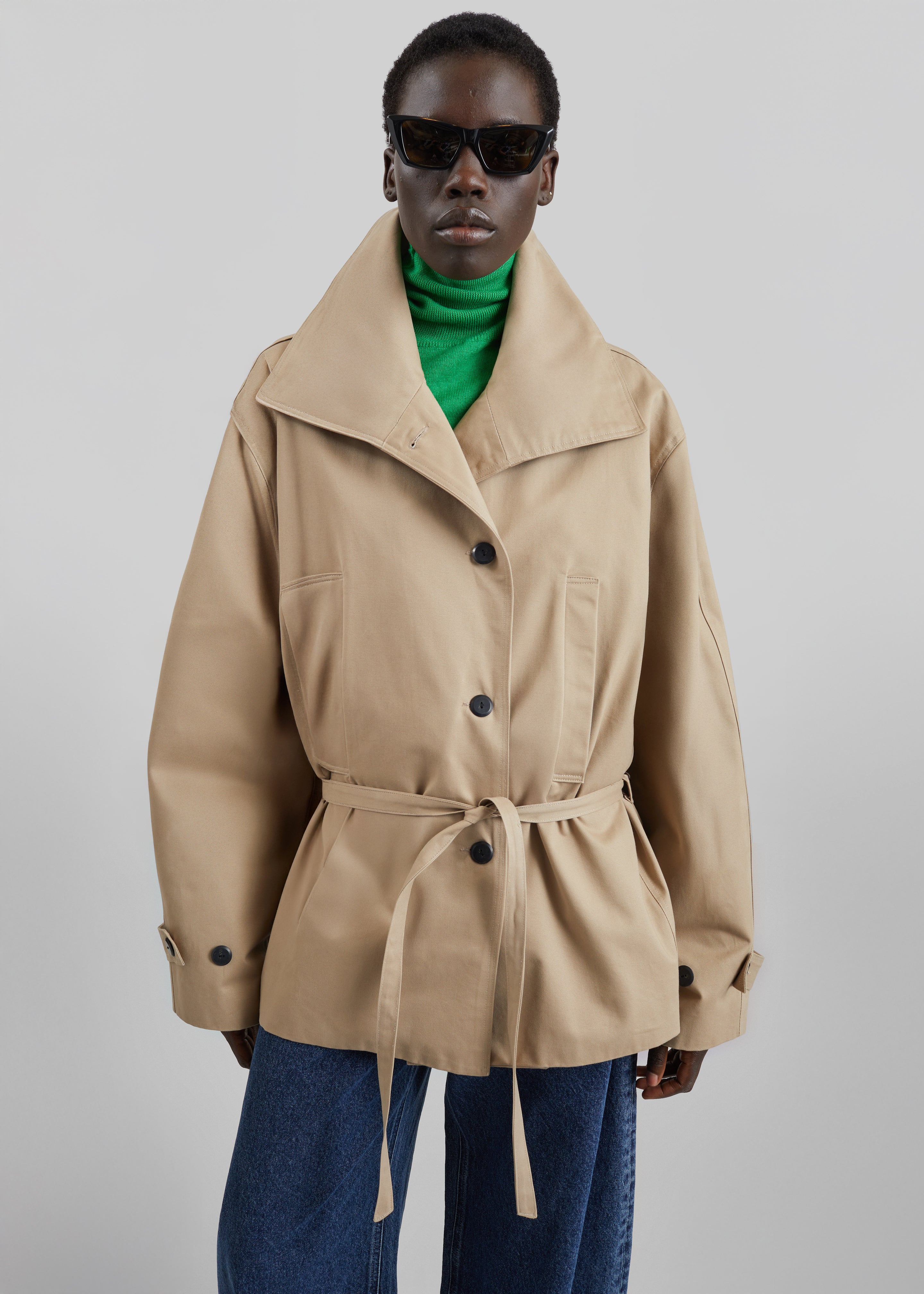 Lahti Belted Short Coat - Beige - 5