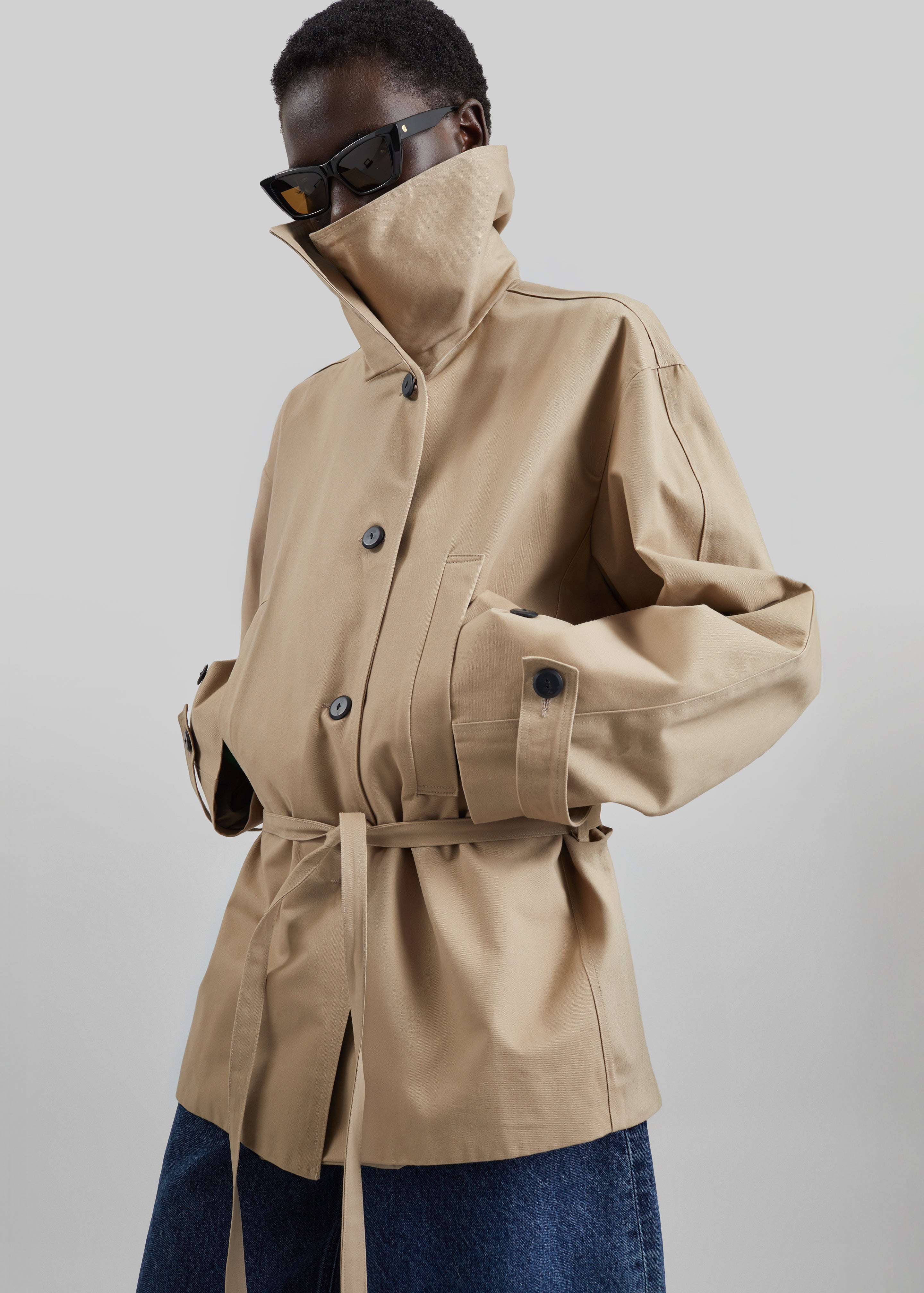 Lahti Belted Short Coat - Beige – The Frankie Shop