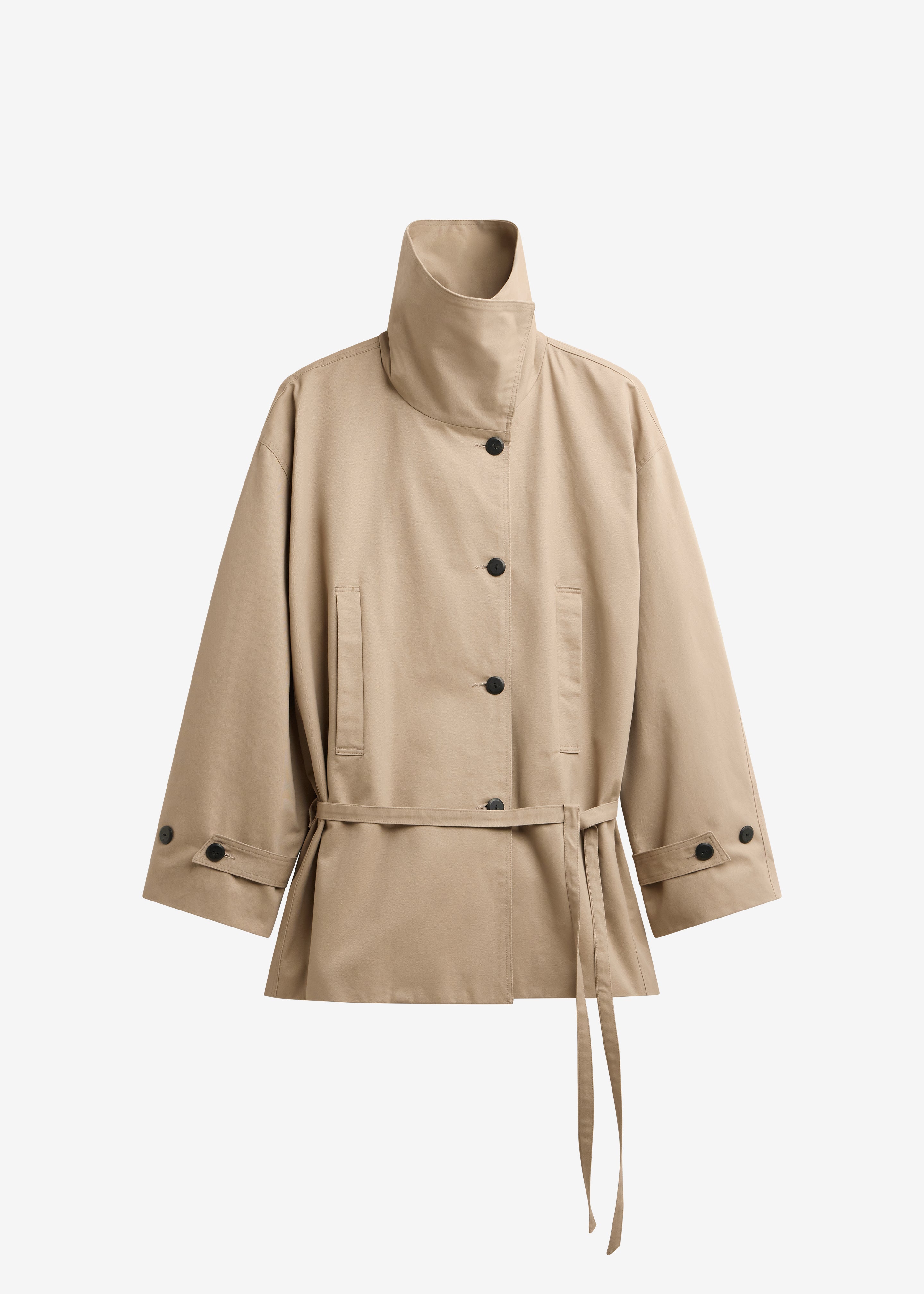 Lahti Belted Short Coat - Beige - 9