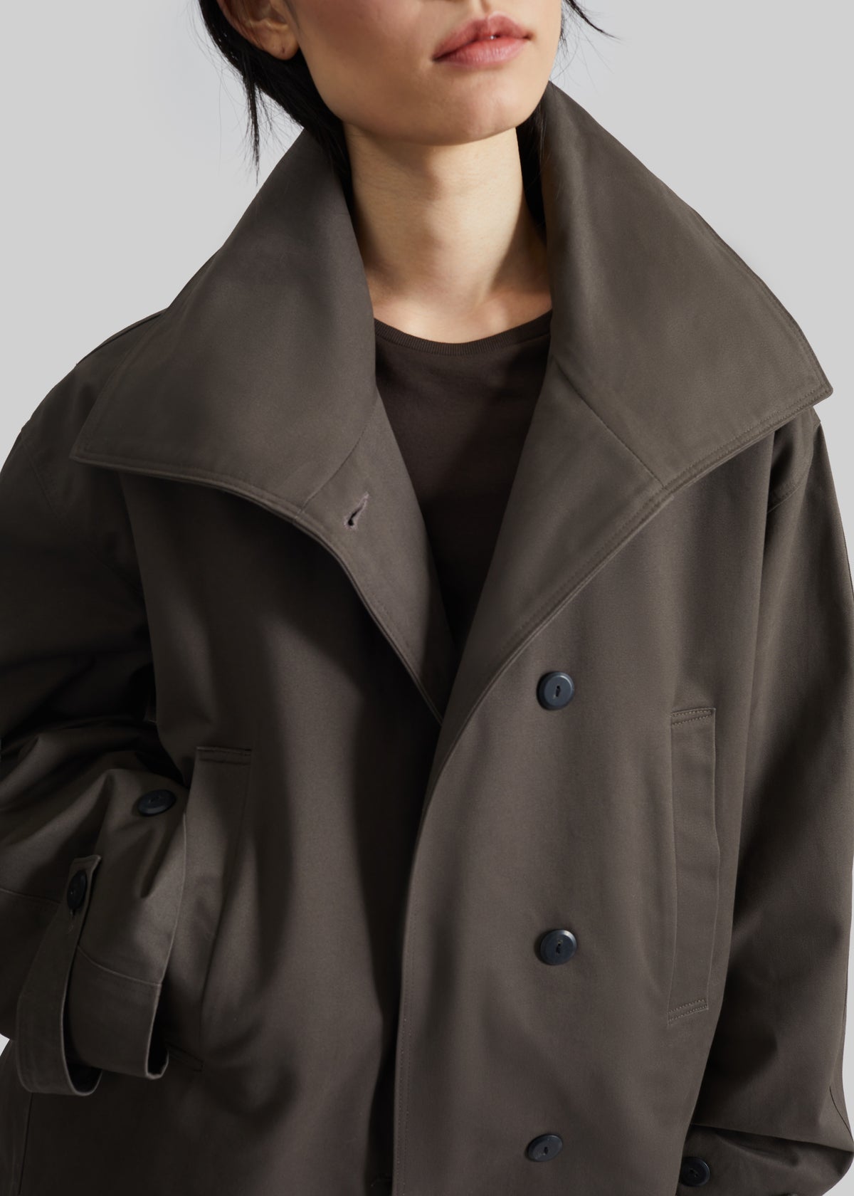 Lahti Belted Short Coat - Brown - 3