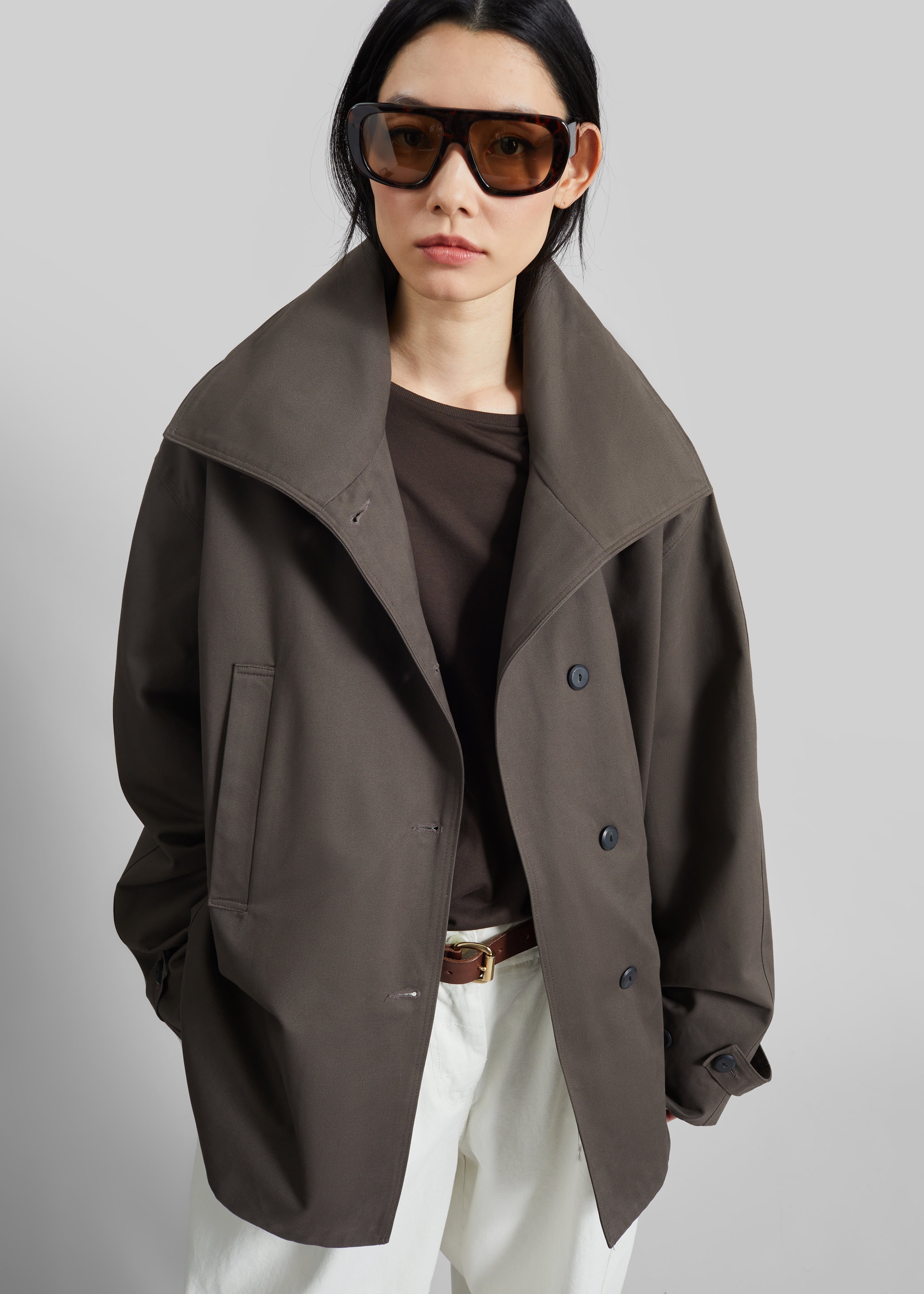 Lahti Belted Short Coat - Brown – The Frankie Shop