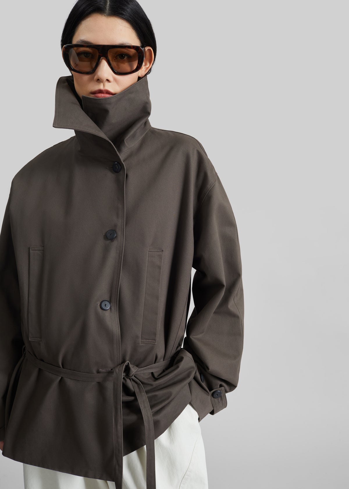 Lahti Belted Short Coat - Brown - 7