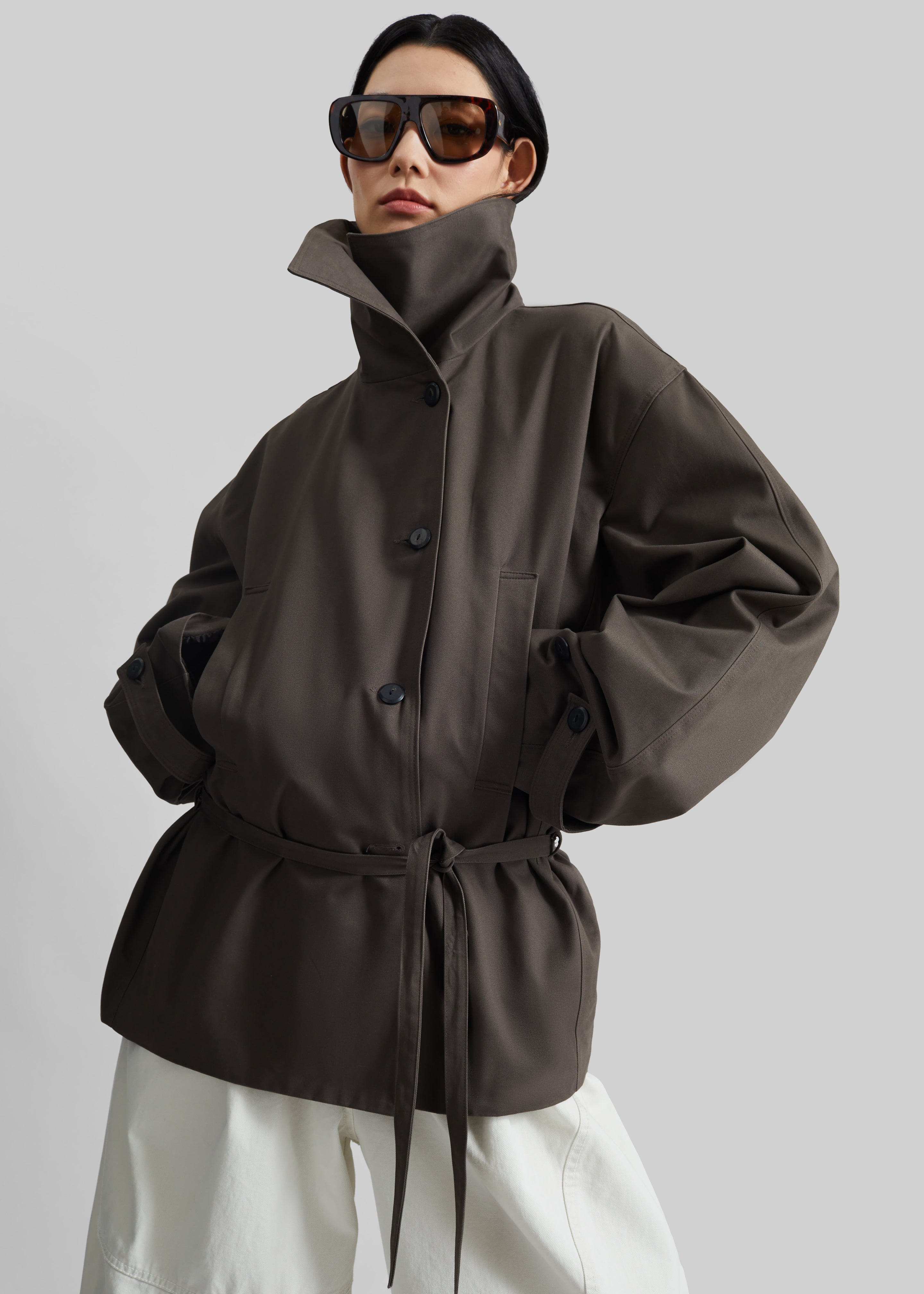 Lahti Belted Short Coat - Brown – The Frankie Shop