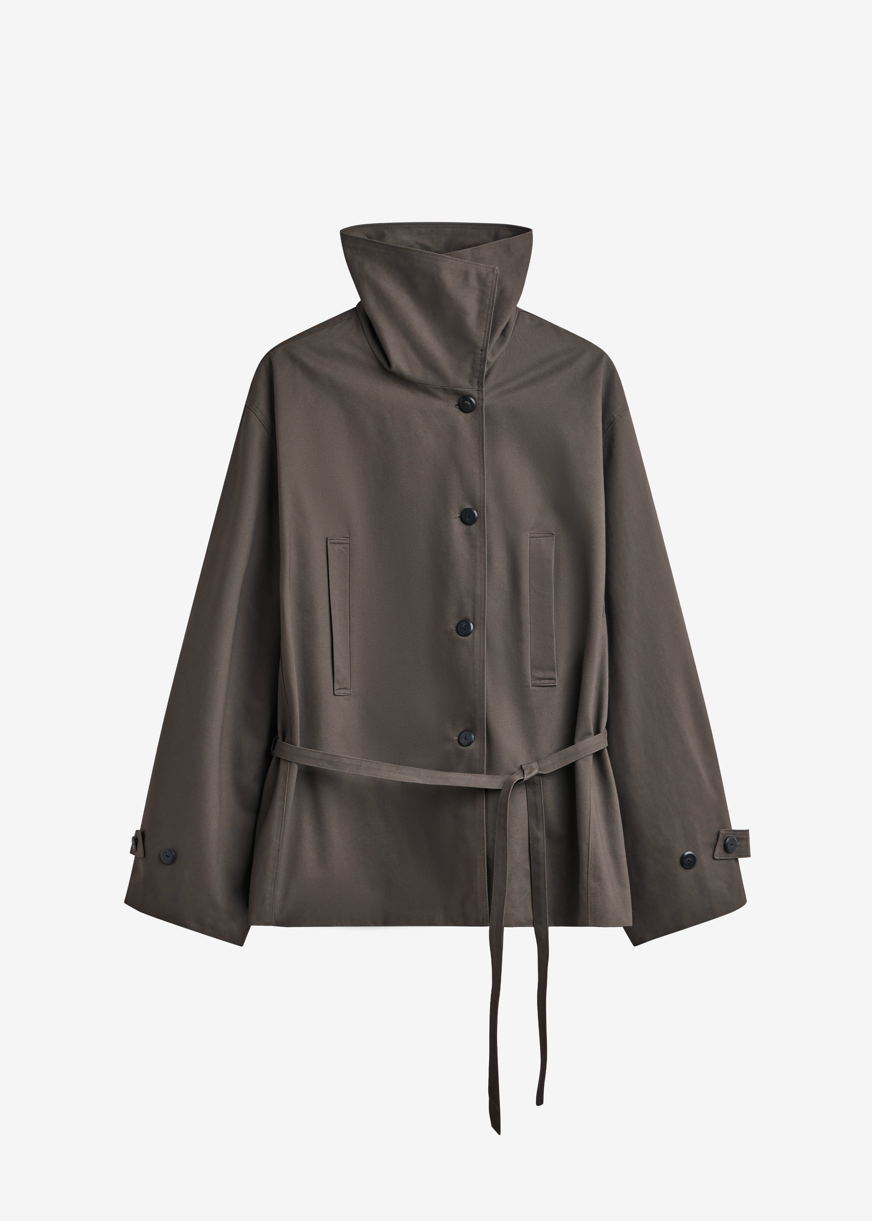 Lahti Belted Short Coat - Brown - 9