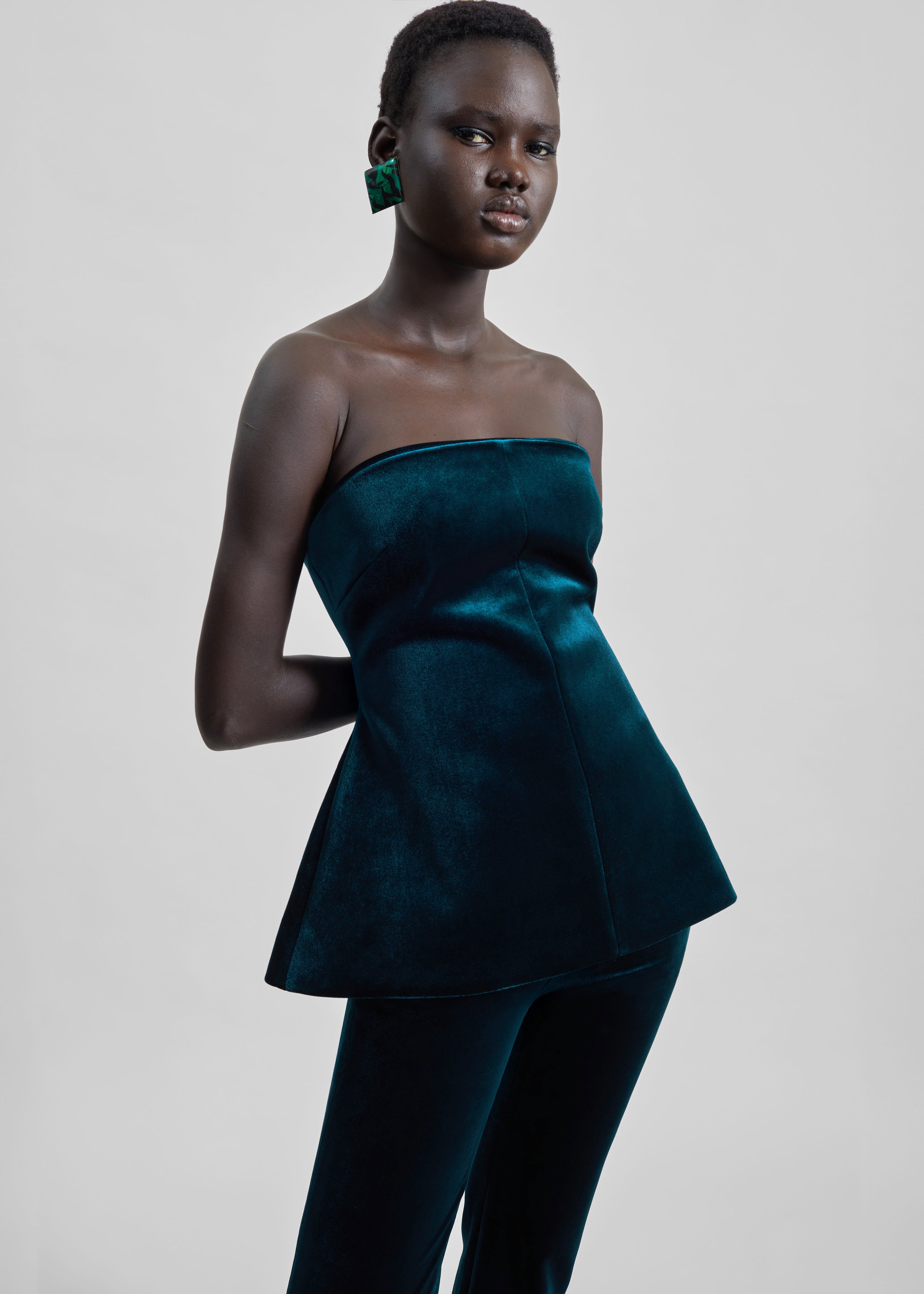 Laila Velvet Hourglass Bustier - Deep Green - 1