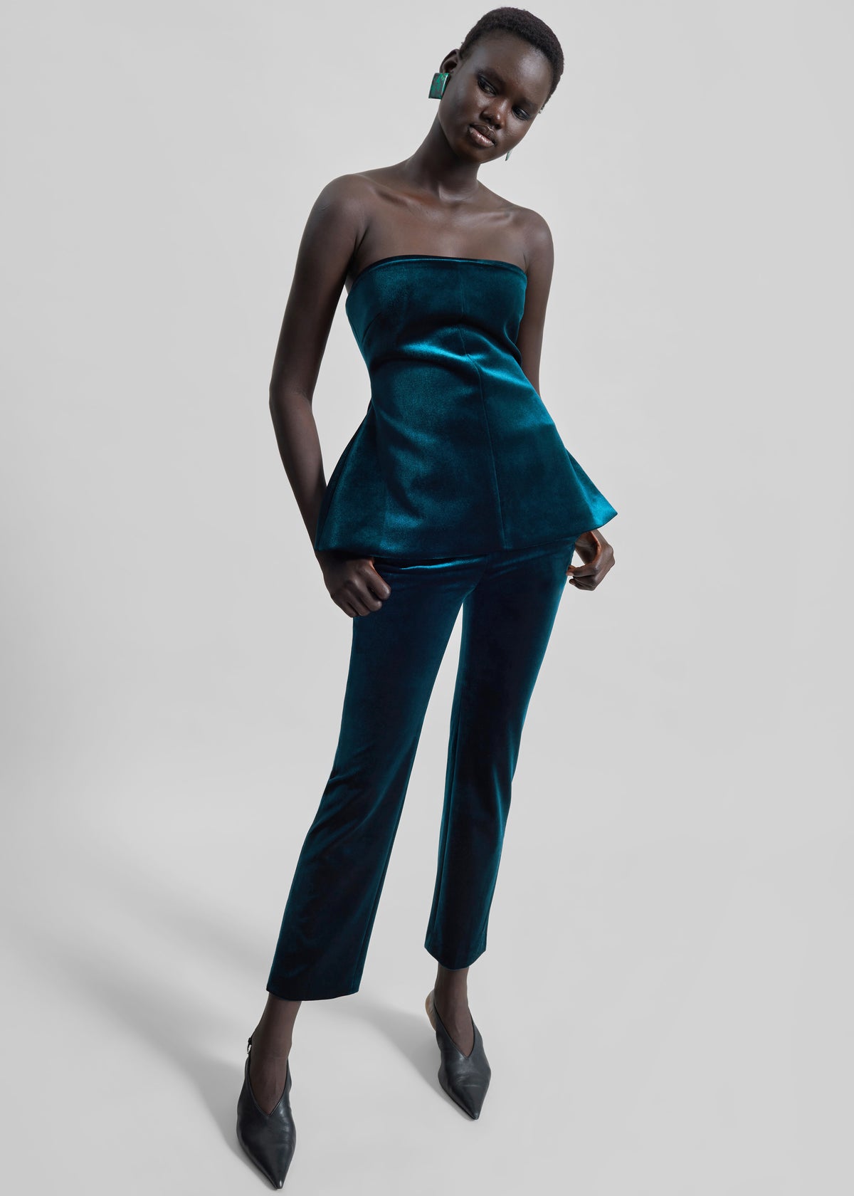 Laila Velvet Hourglass Bustier - Deep Green - 4