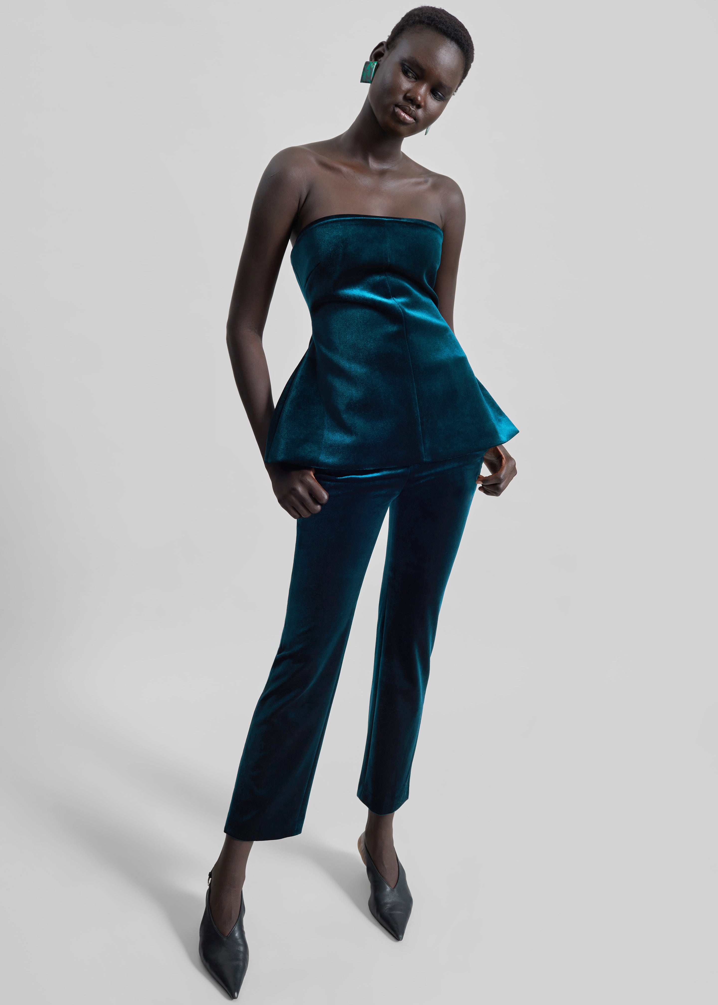 Laila Velvet Hourglass Bustier - Deep Green - 4