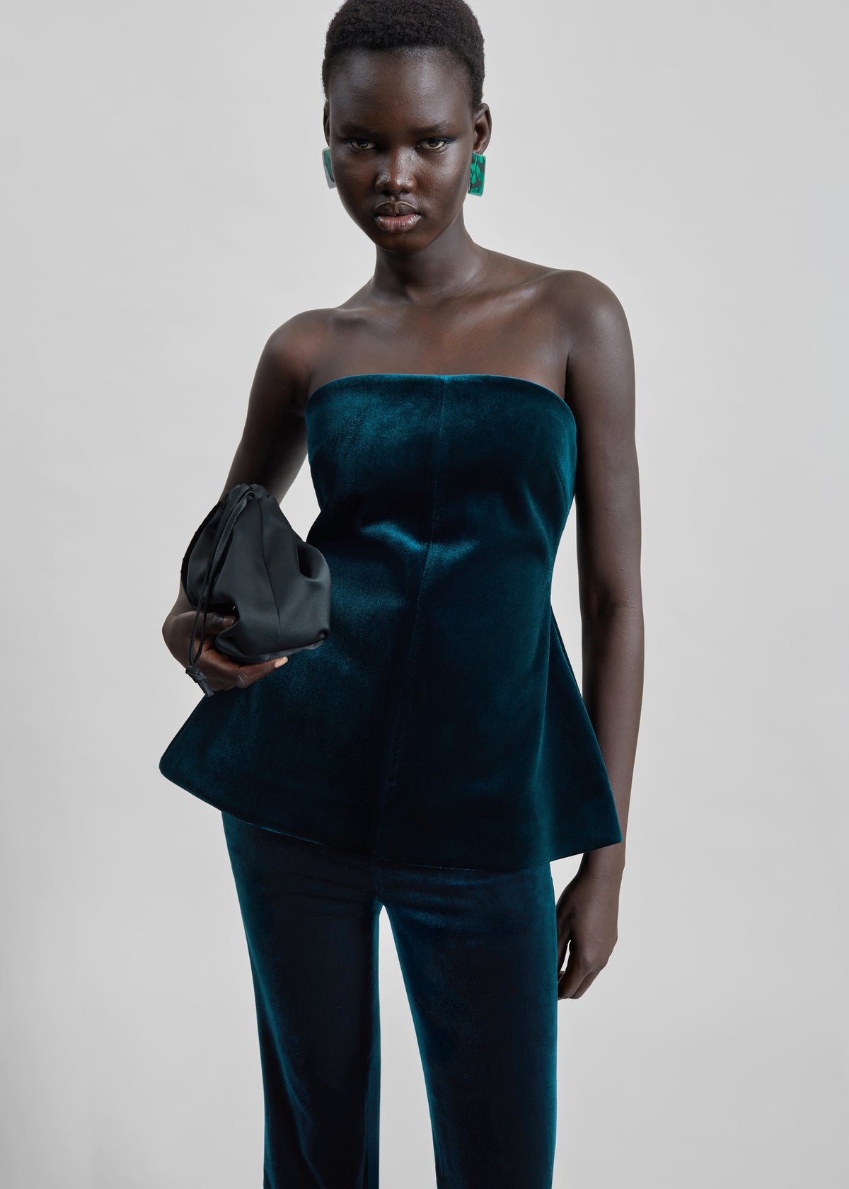 Laila Velvet Hourglass Bustier - Deep Green - 3