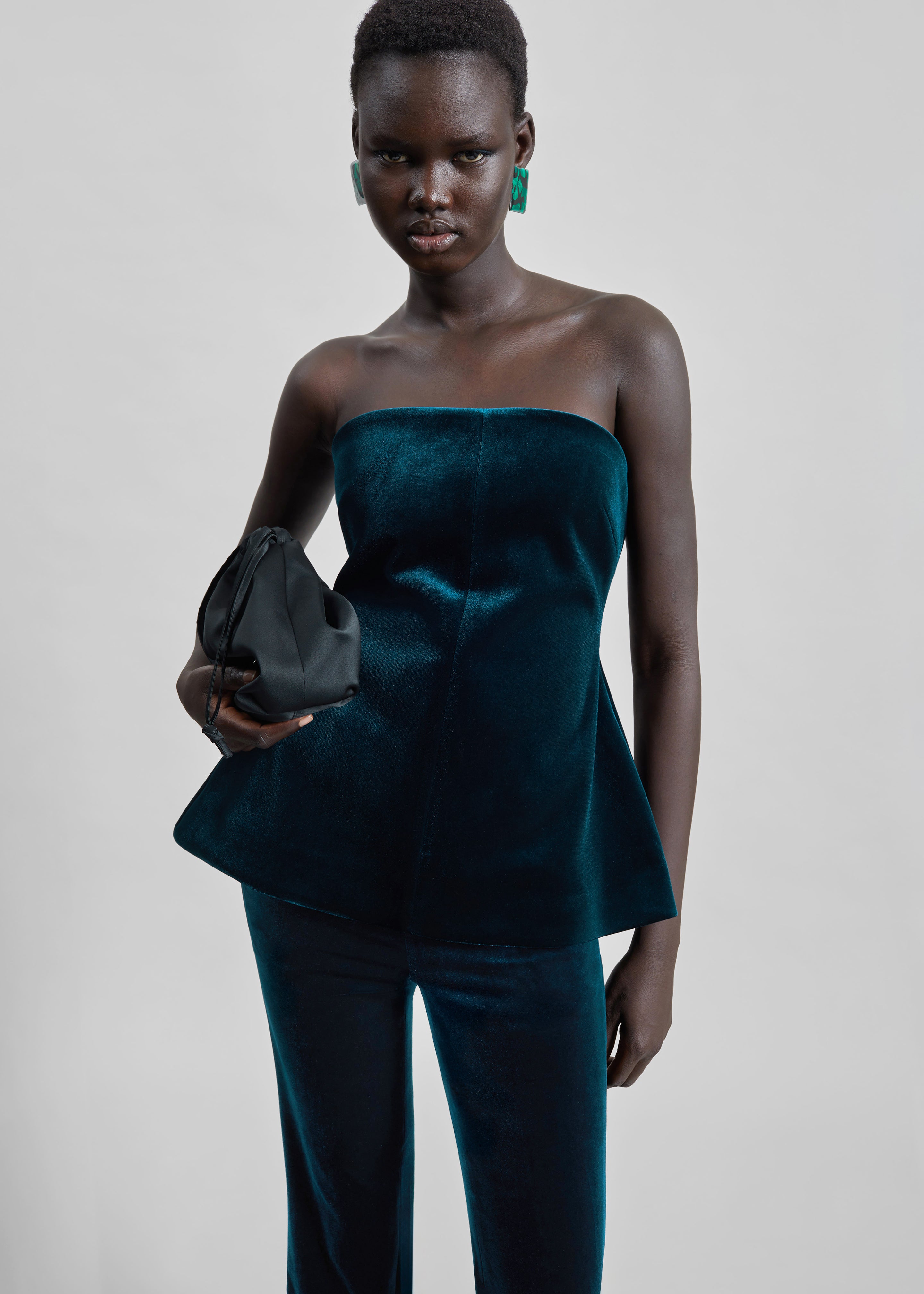 Laila Velvet Hourglass Bustier - Deep Green - 3