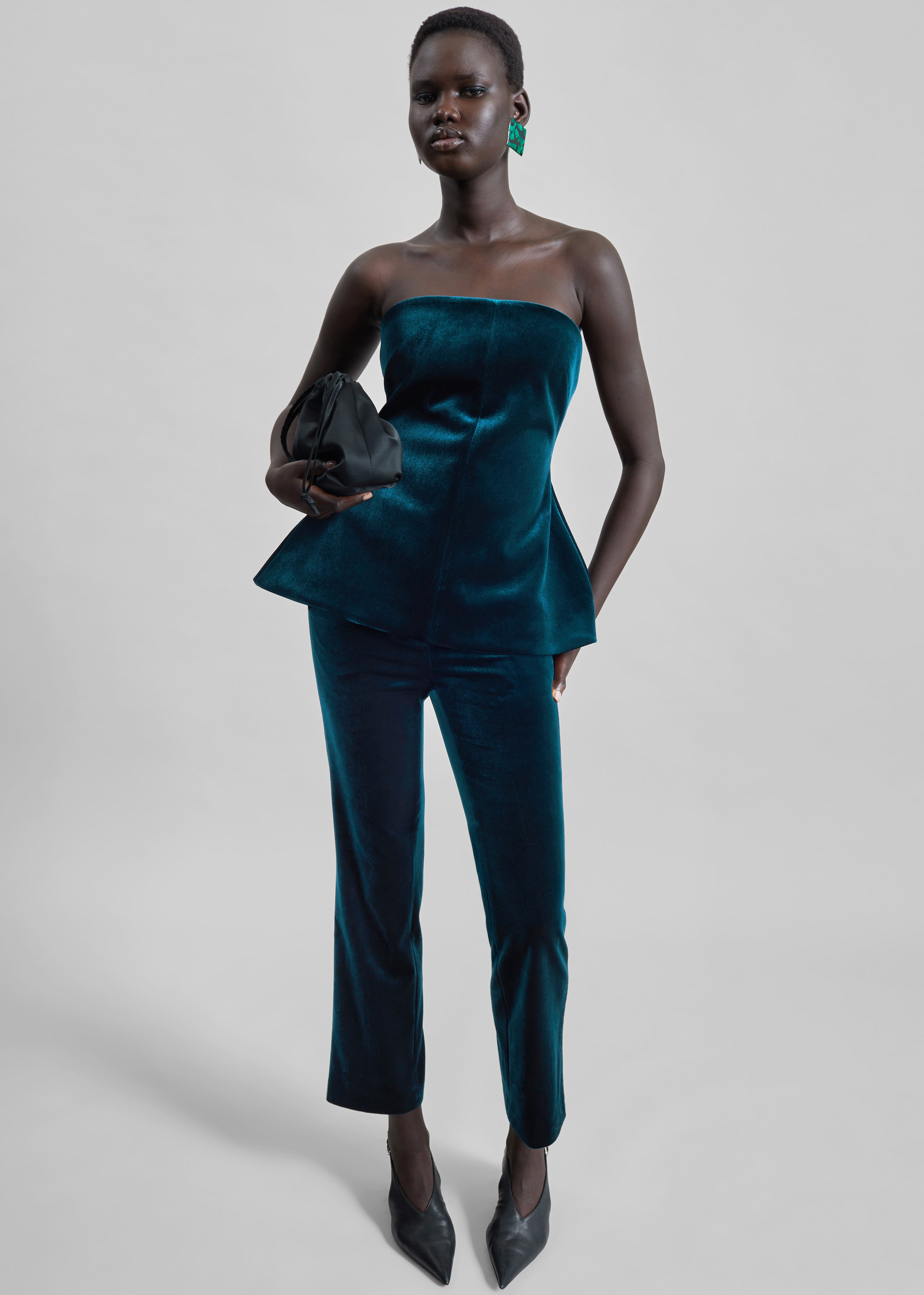 Laila Velvet Hourglass Bustier - Deep Green - 2