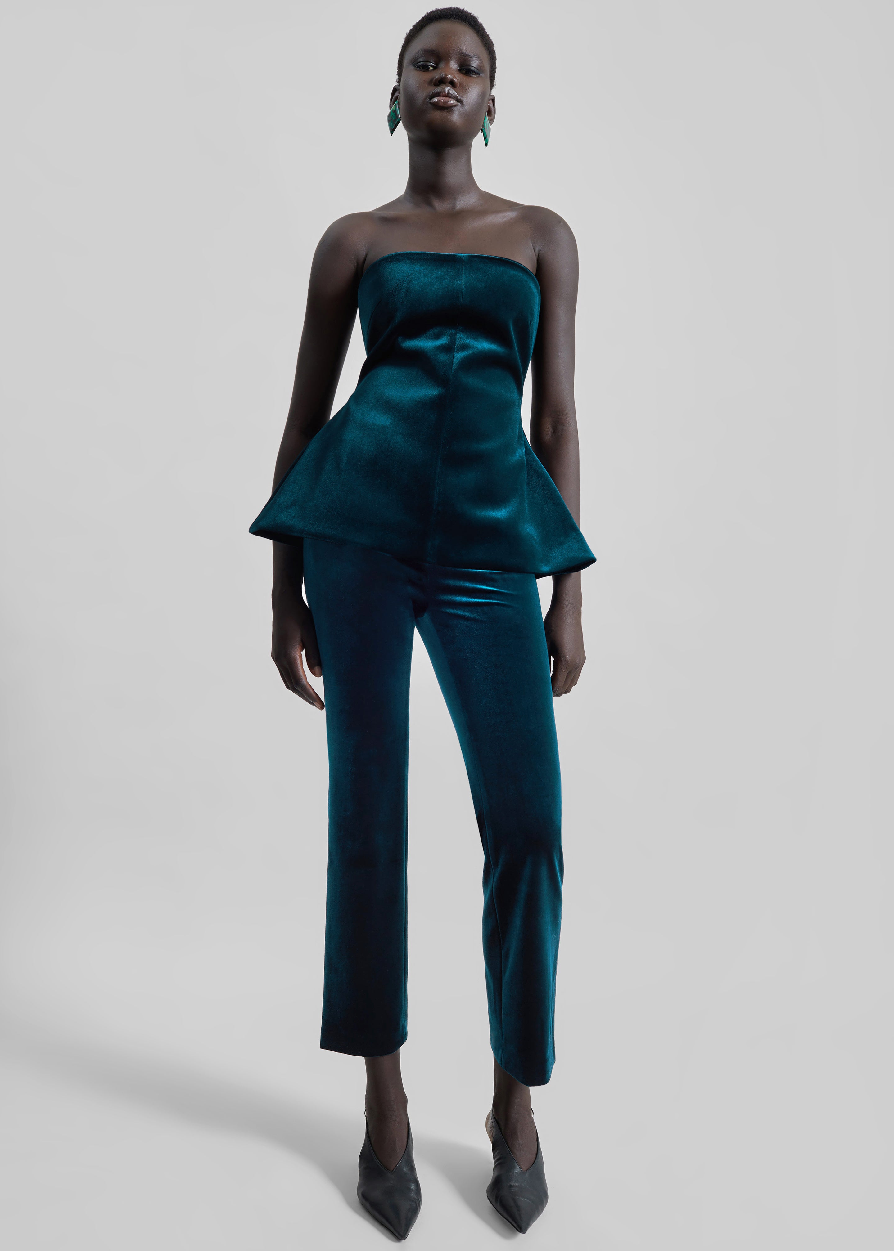 Laila Velvet Trousers - Deep Green - 6