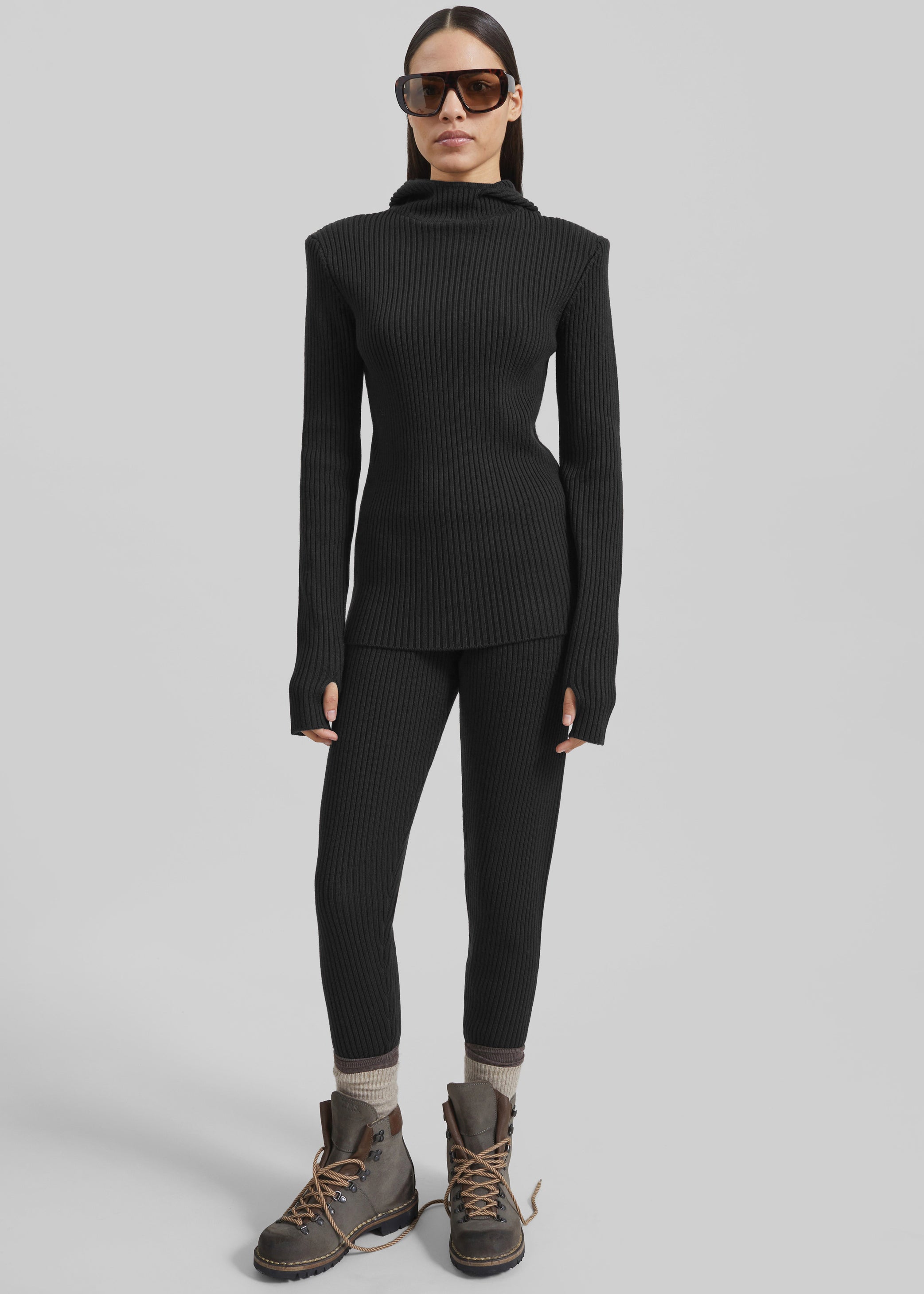 Shop the look image for Larice Hooded Knit Top - Black