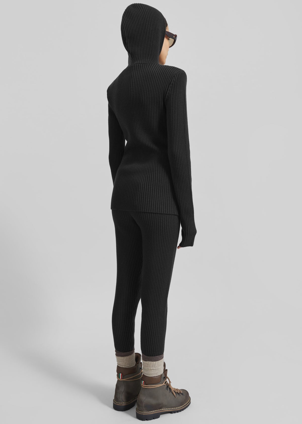 Larice Hooded Knit Top - Black - 8