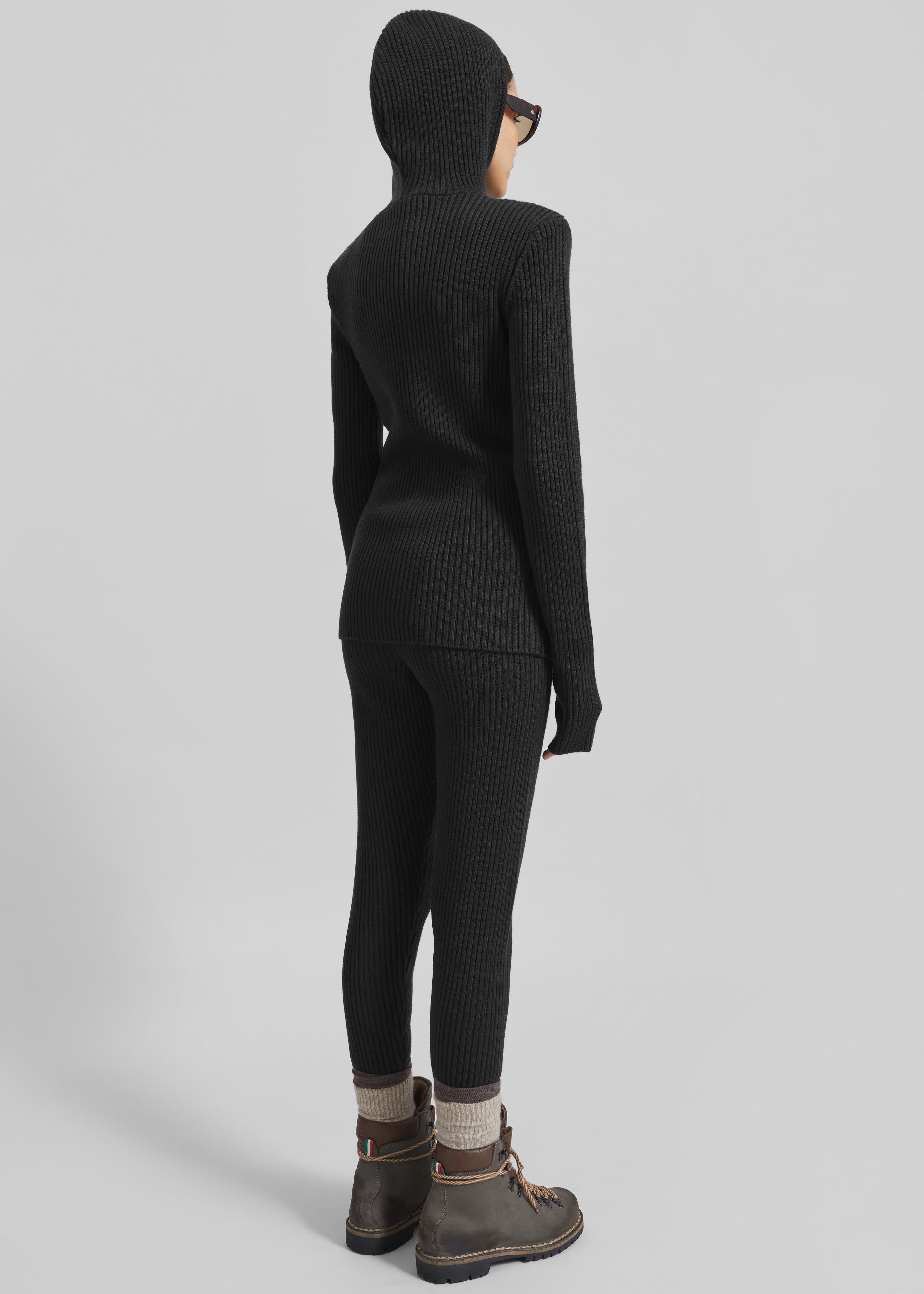 Larice Hooded Knit Top - Black - 8