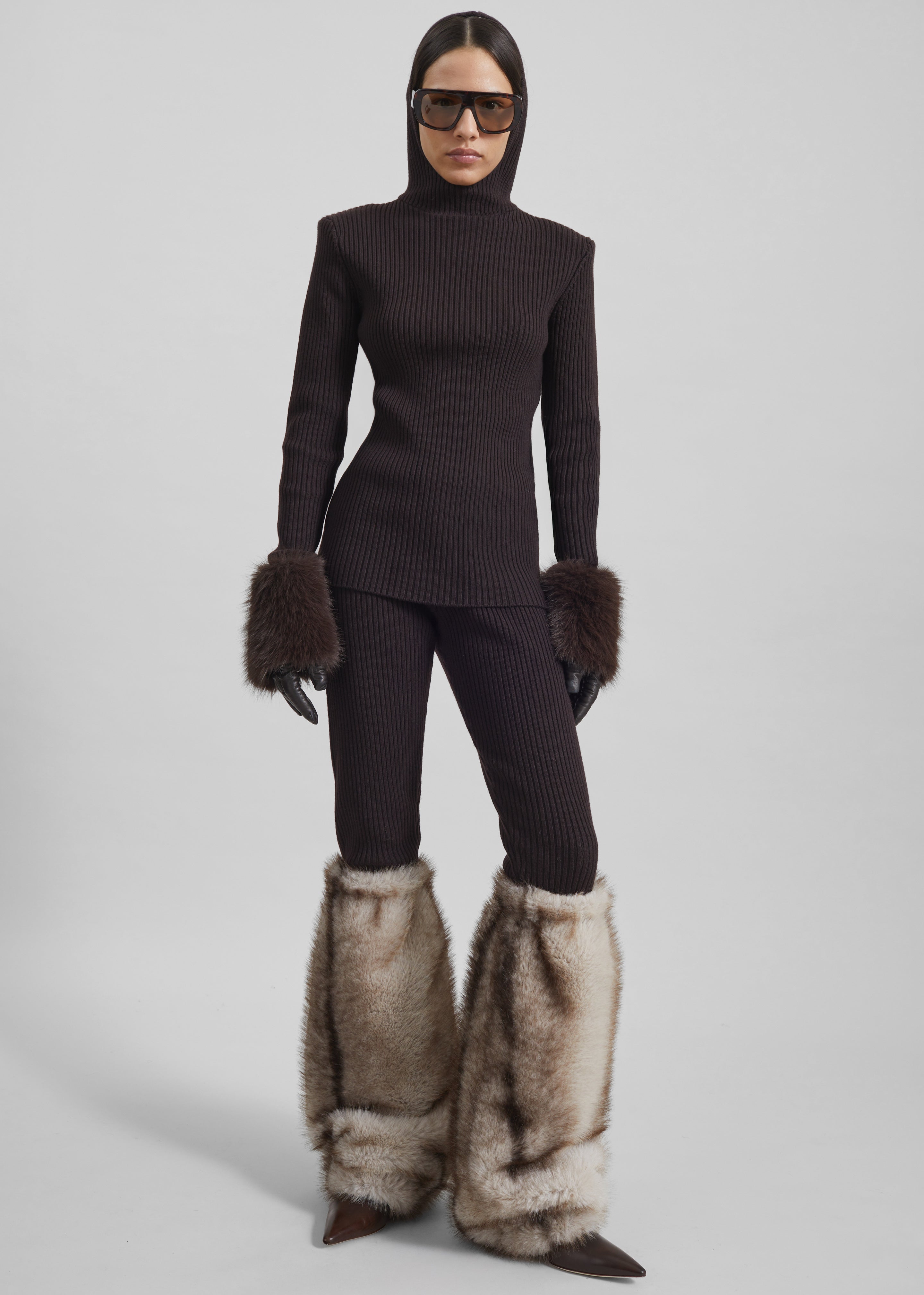 Larice Hooded Knit Top - Brown – The Frankie Shop