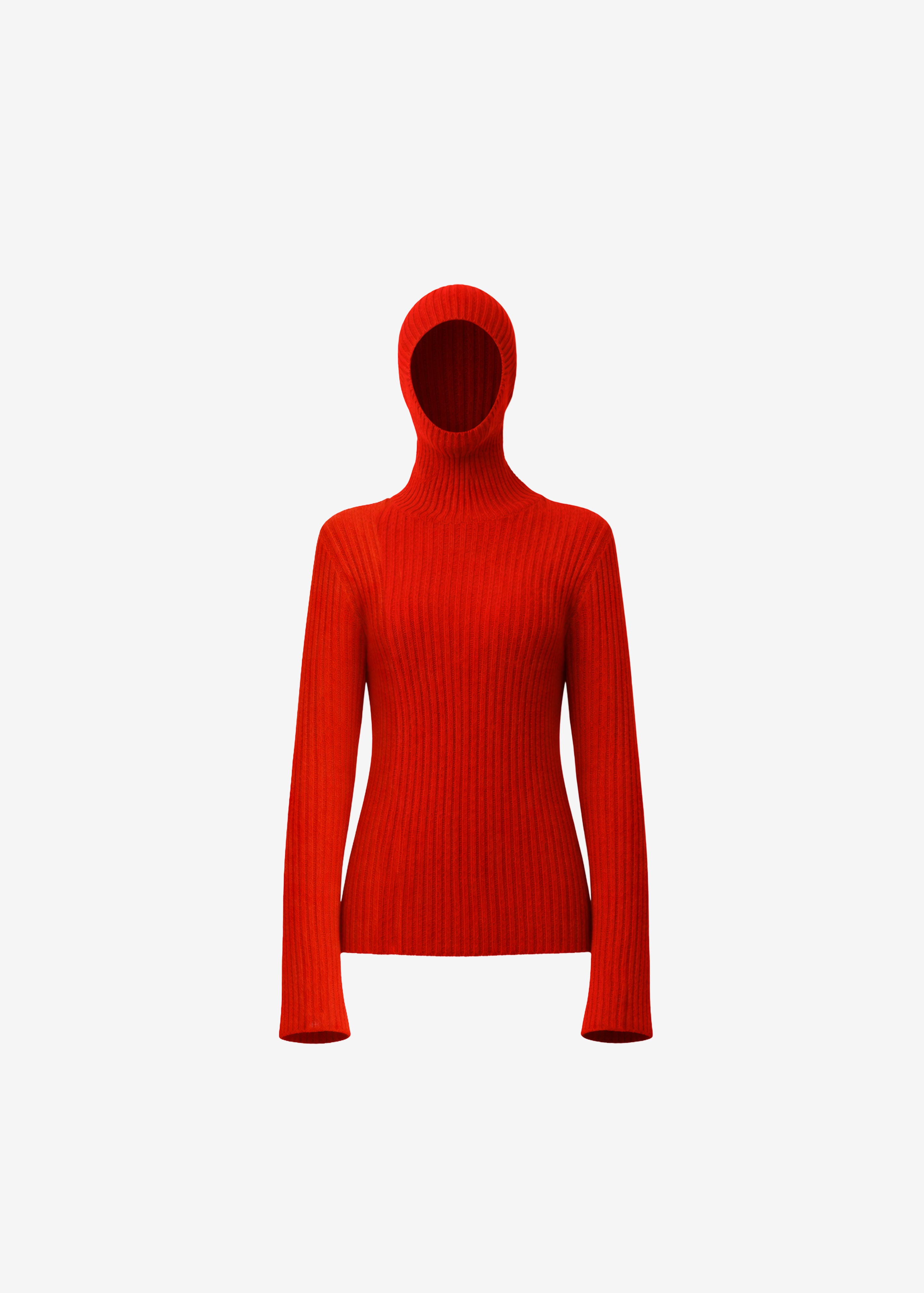 Larice Hooded Knit Top - Red - 8