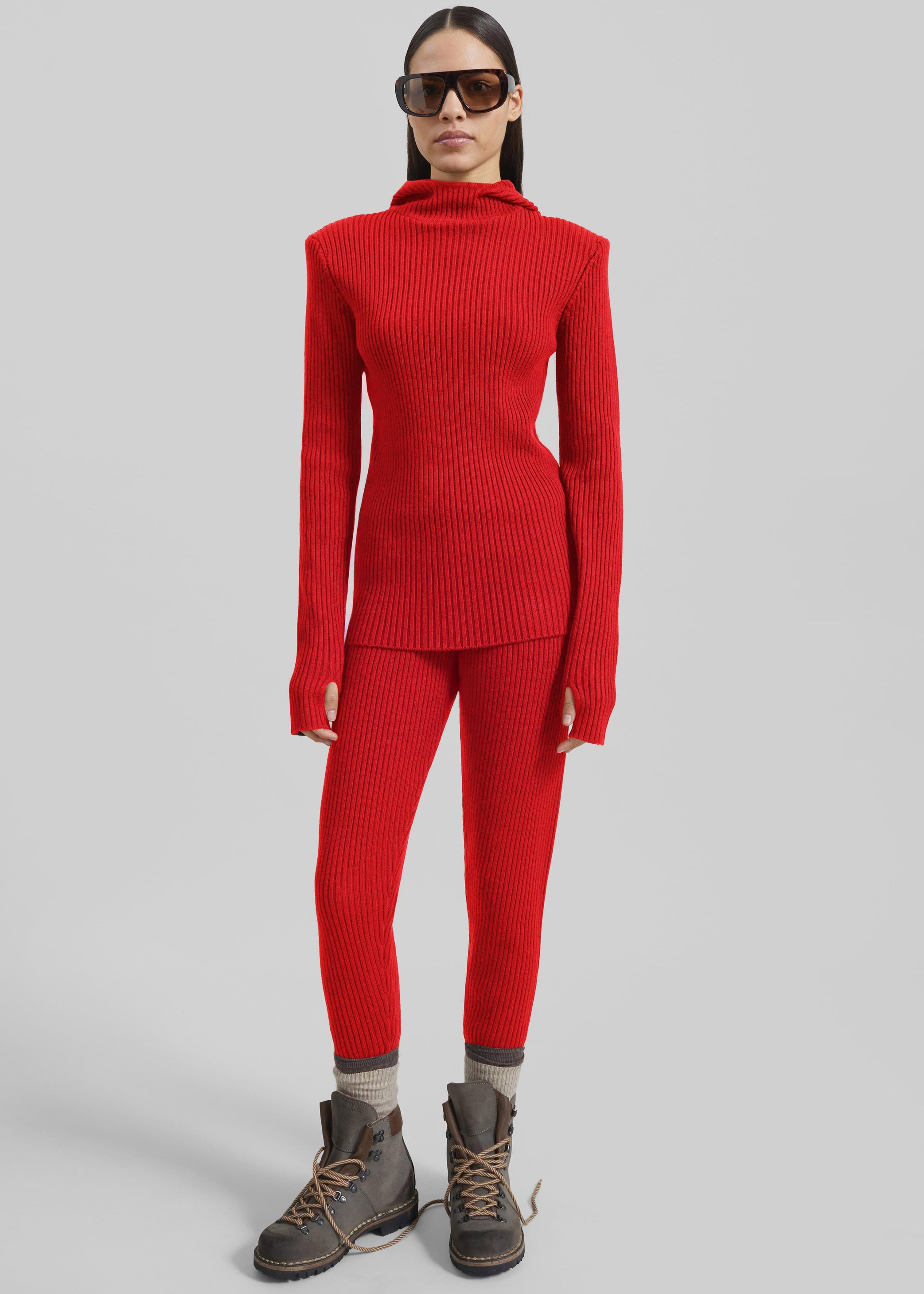 Shop the look image for Larice Hooded Knit Top - Red