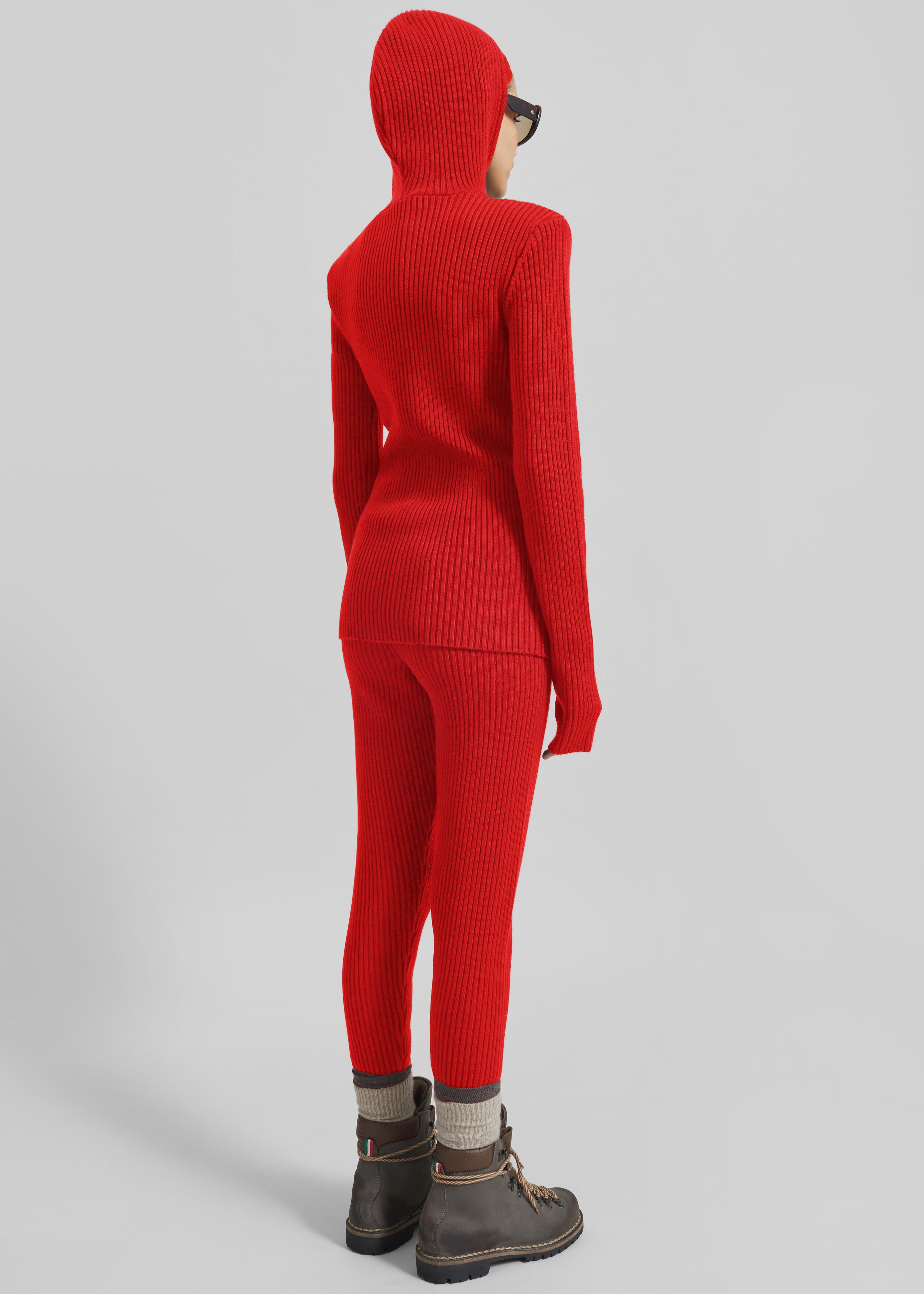 Larice Hooded Knit Top - Red - 7