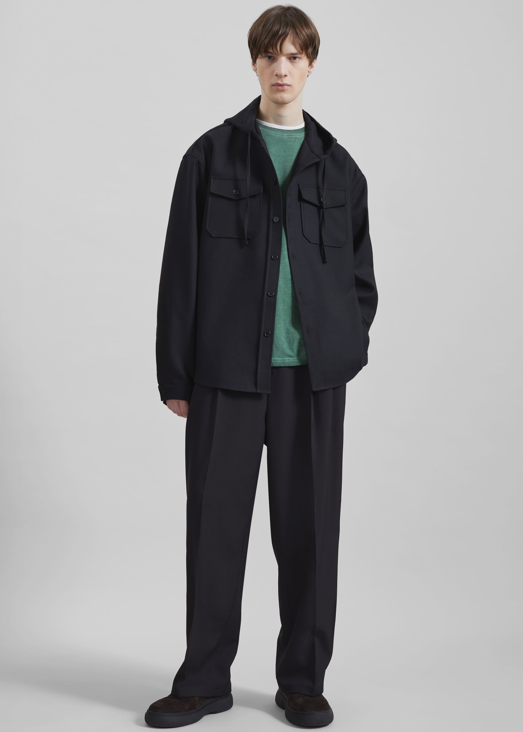 Shop the look image for Lars Hooded Wool Blend Jacket - Black