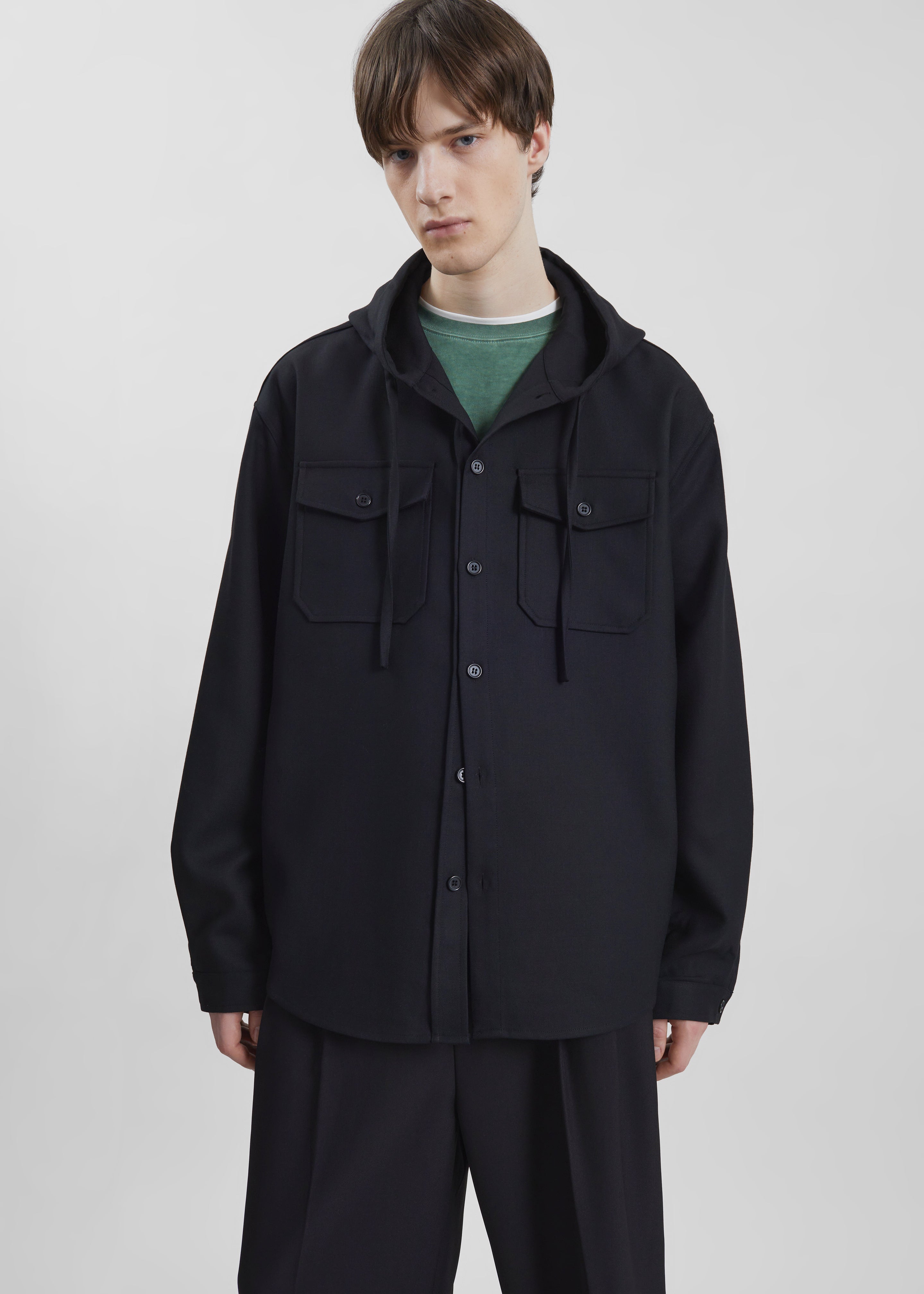 Lars Hooded Wool Blend Jacket - Black - 4