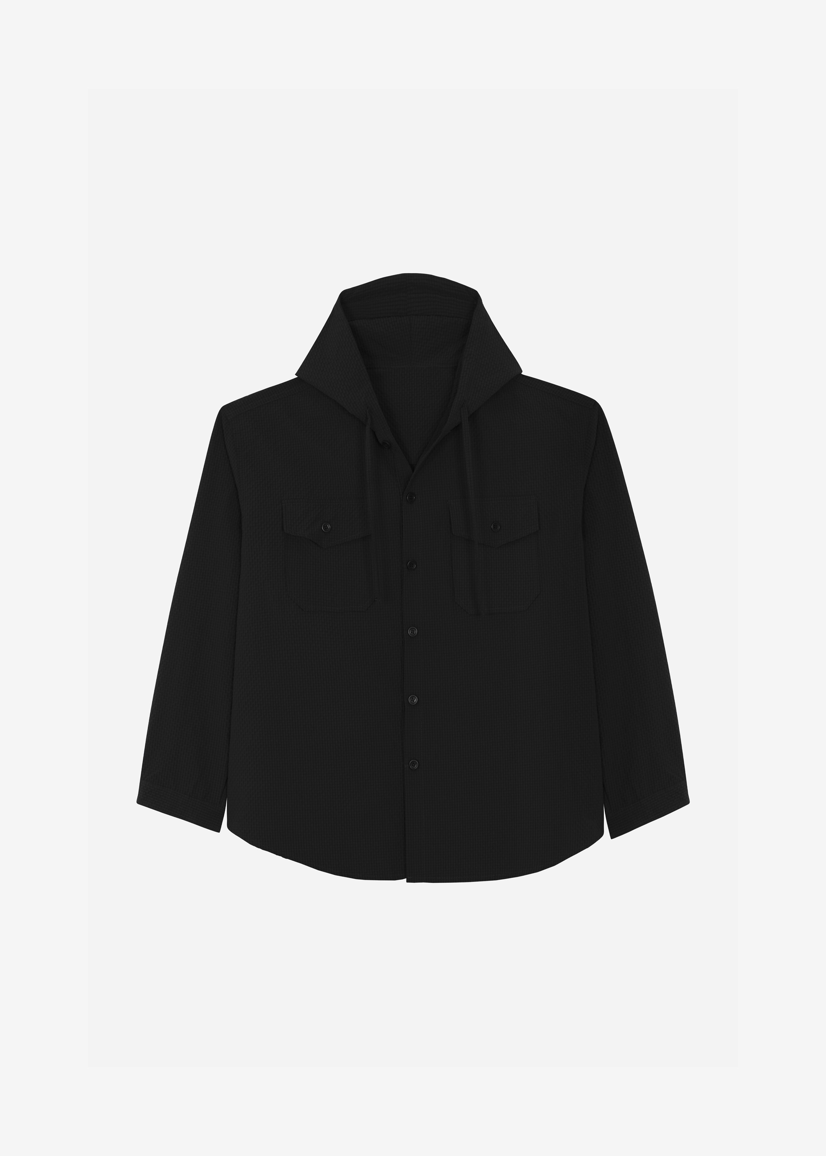 Lars Hooded Wool Blend Jacket - Black - 7