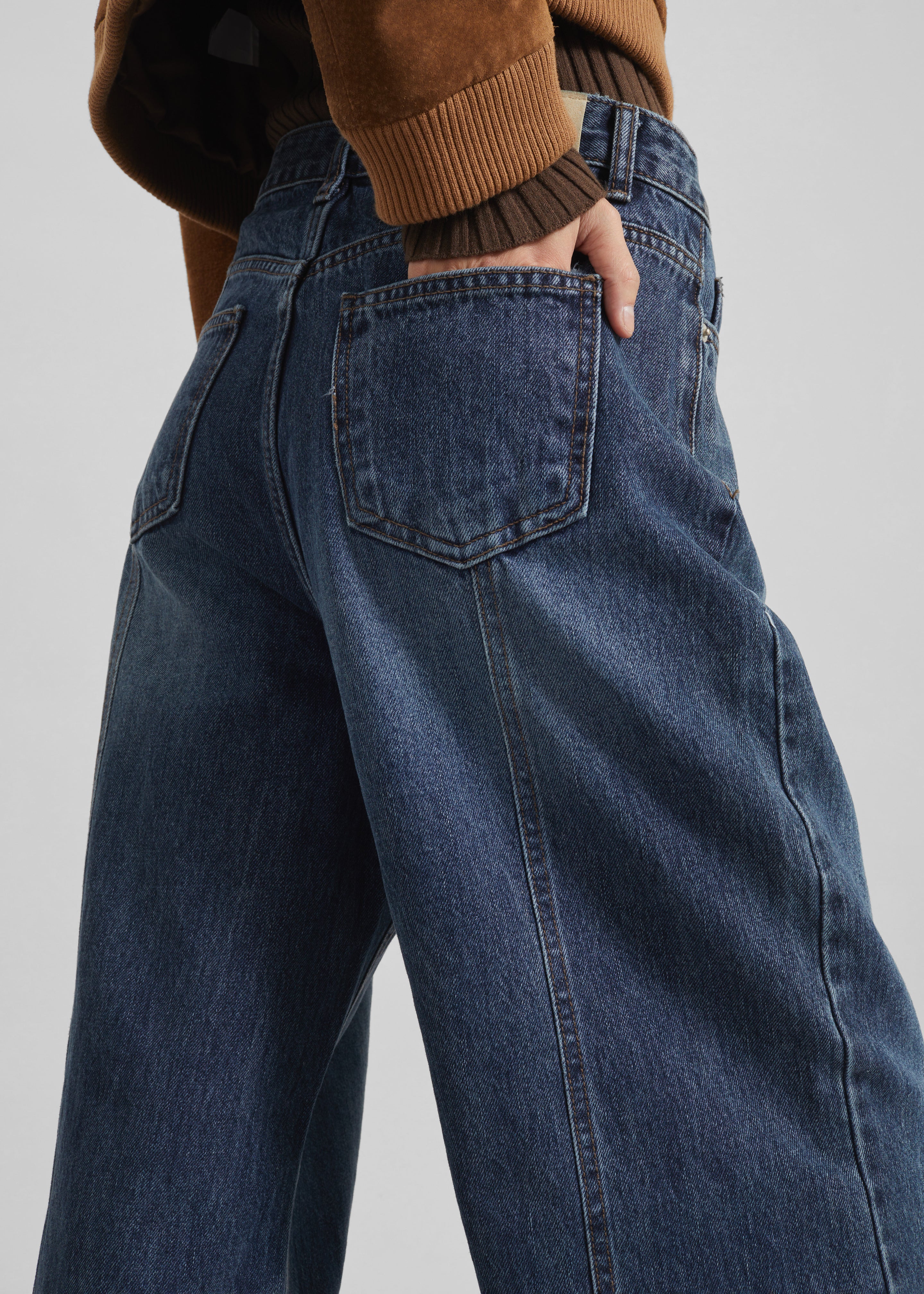 LOHEN★ HIGH WAIST 2TUCK DENIM Larvik Wide Jeans - Medium Wash – The Frankie Shop