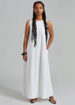 Laurel Sleeveless Maxi Dress - White Pinstripe