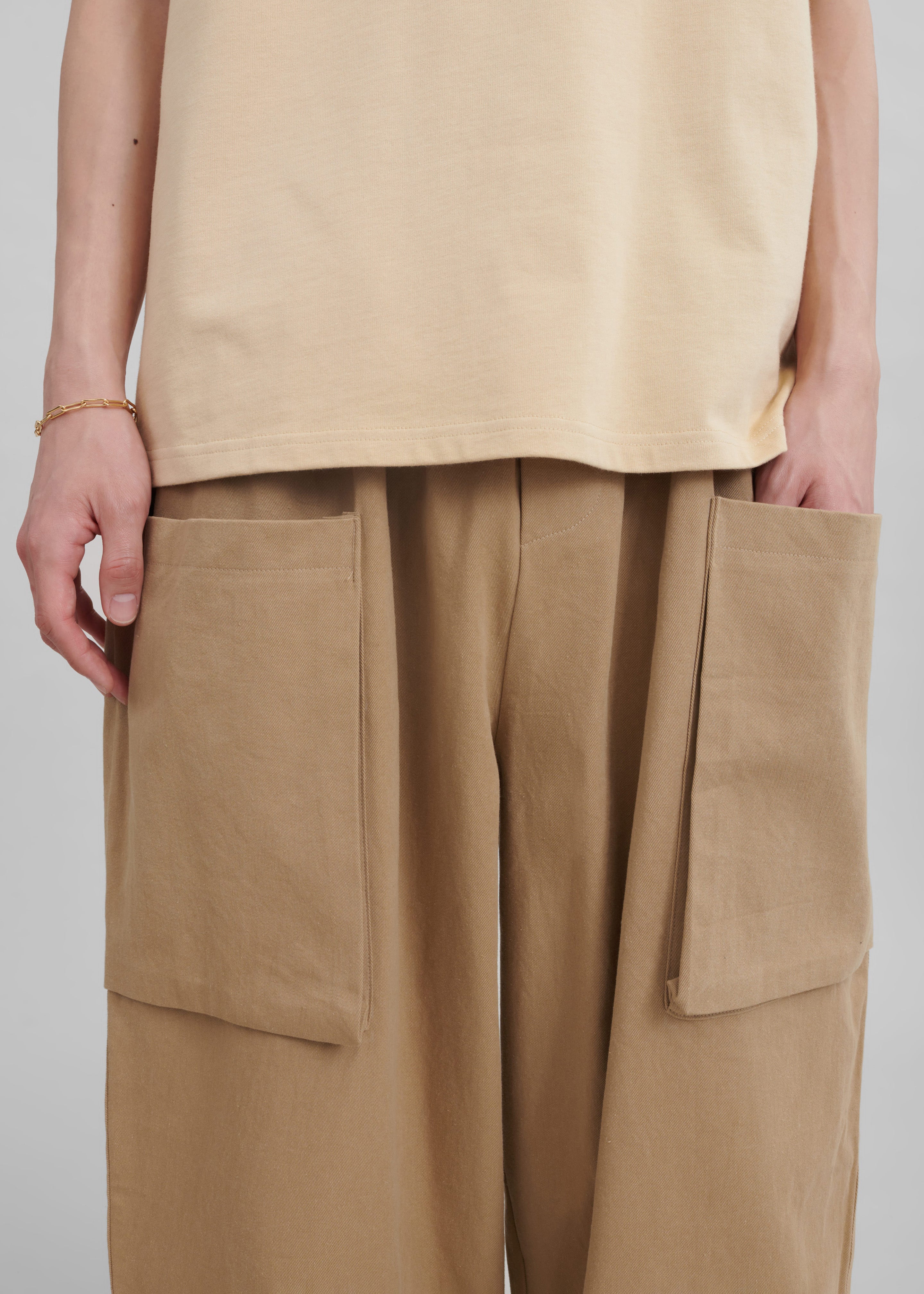 Lauri Drawstring Cargo Pants - Beige - 8