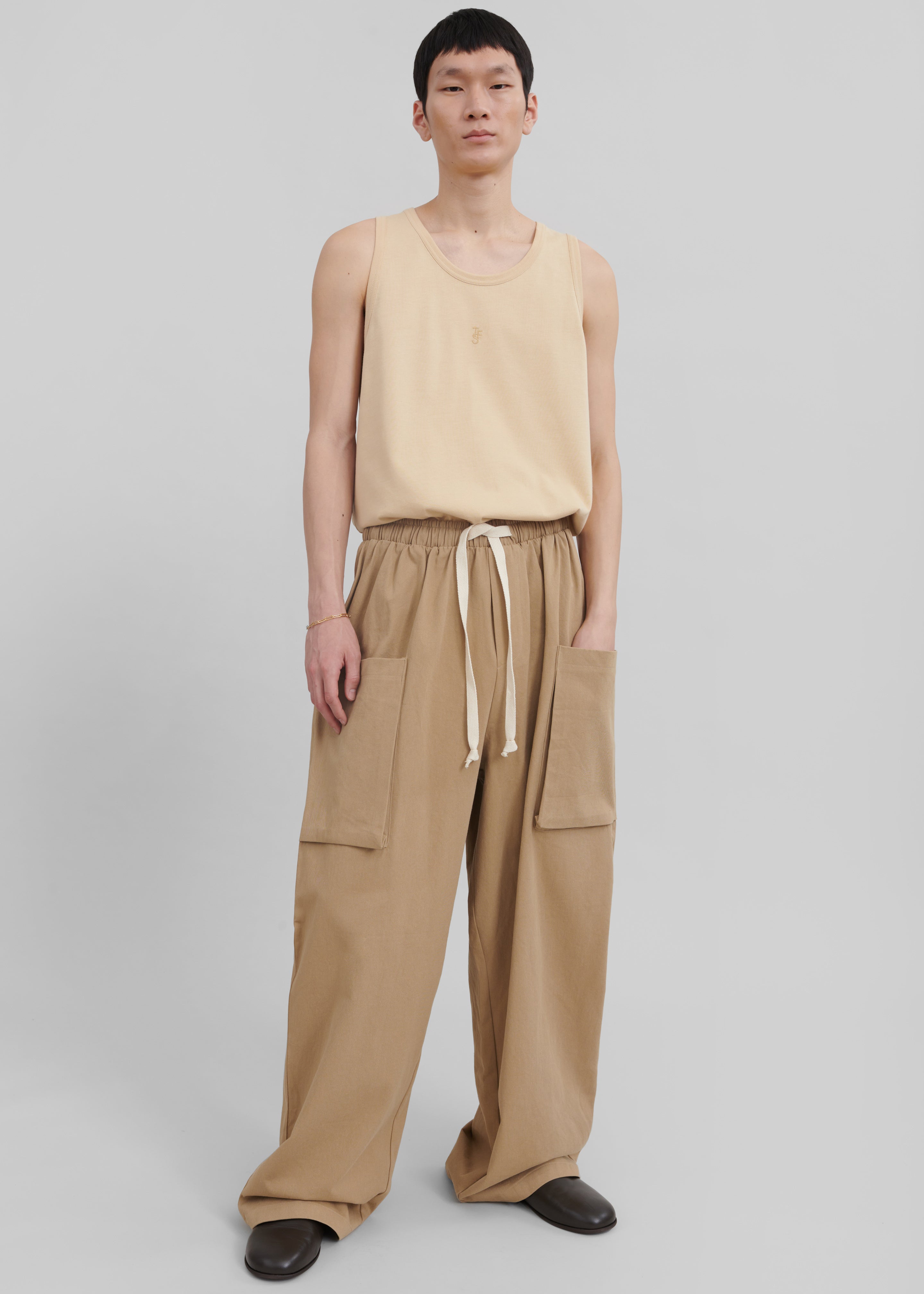 Lauri Drawstring Cargo Pants - Beige - 2