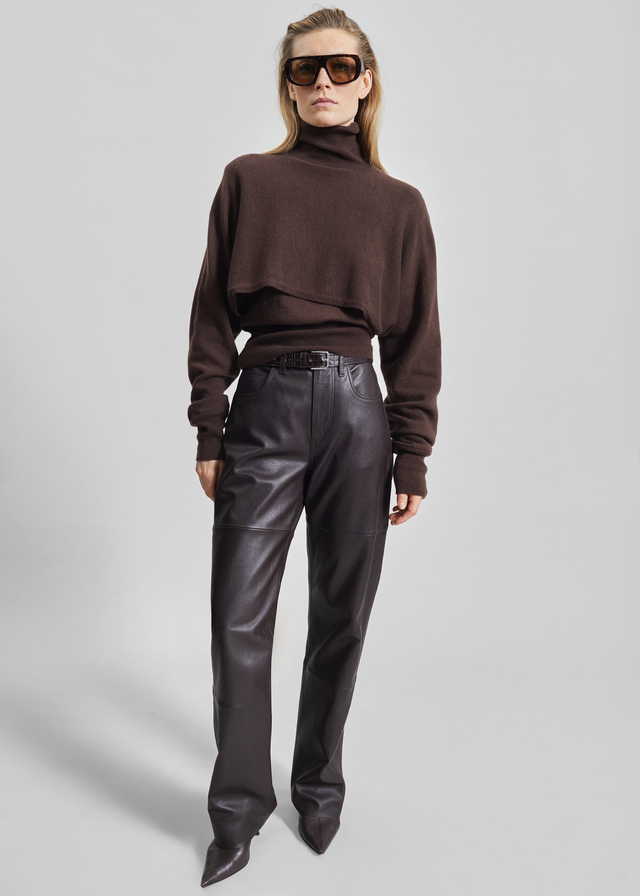 Shop the look image for Lausanne Cashmere Detachable Layered Knit Set - Brown