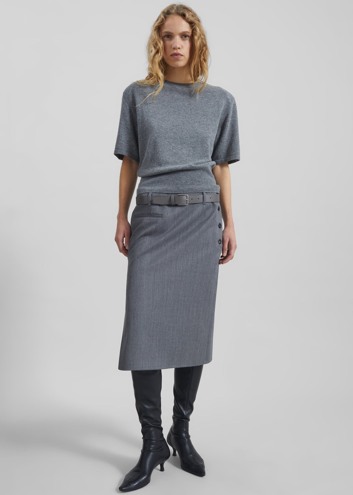 Lausanne Cashmere Detachable Layered Knit Set - Grey - 7