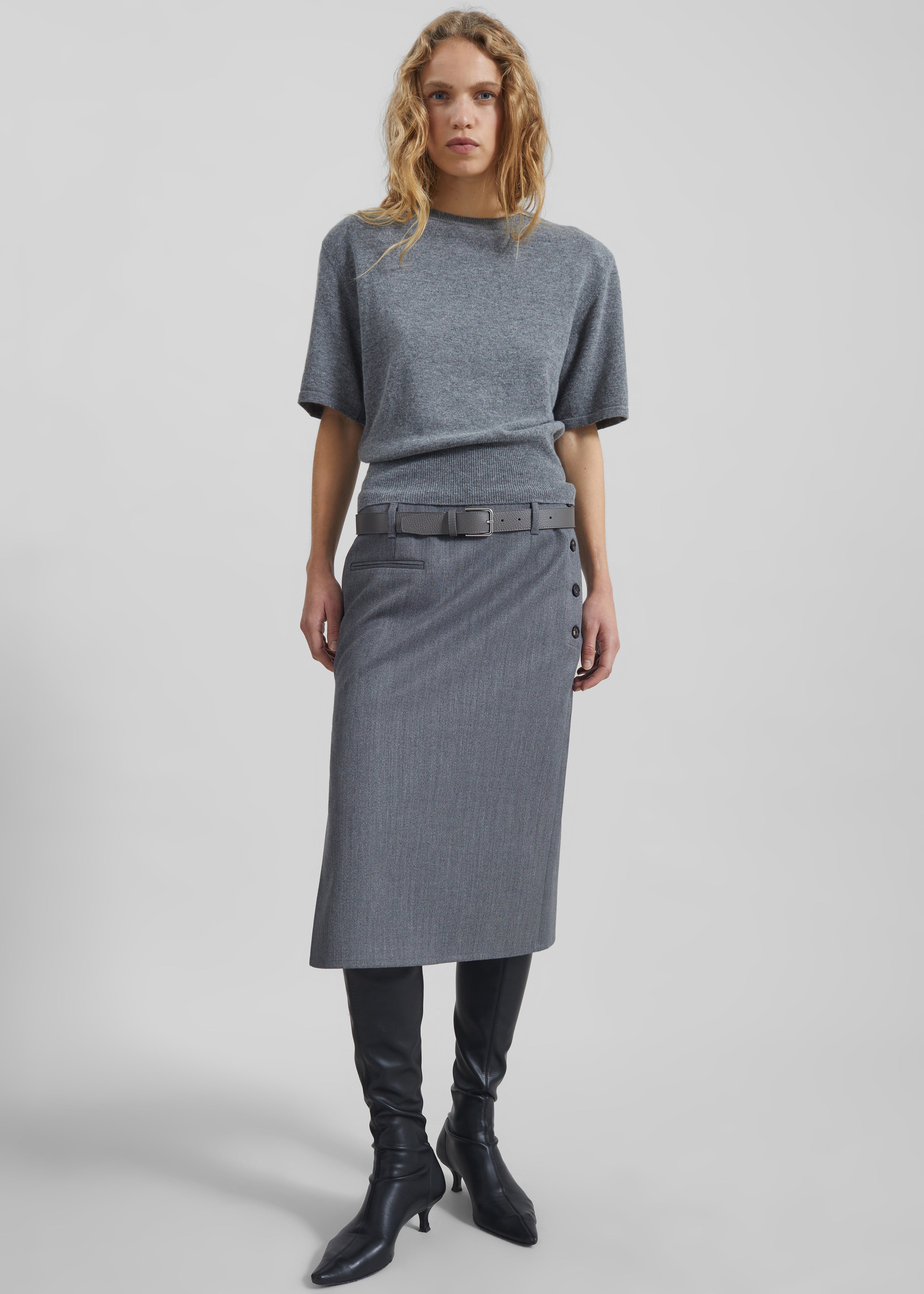 Lausanne Cashmere Detachable Layered Knit Set - Grey - 8