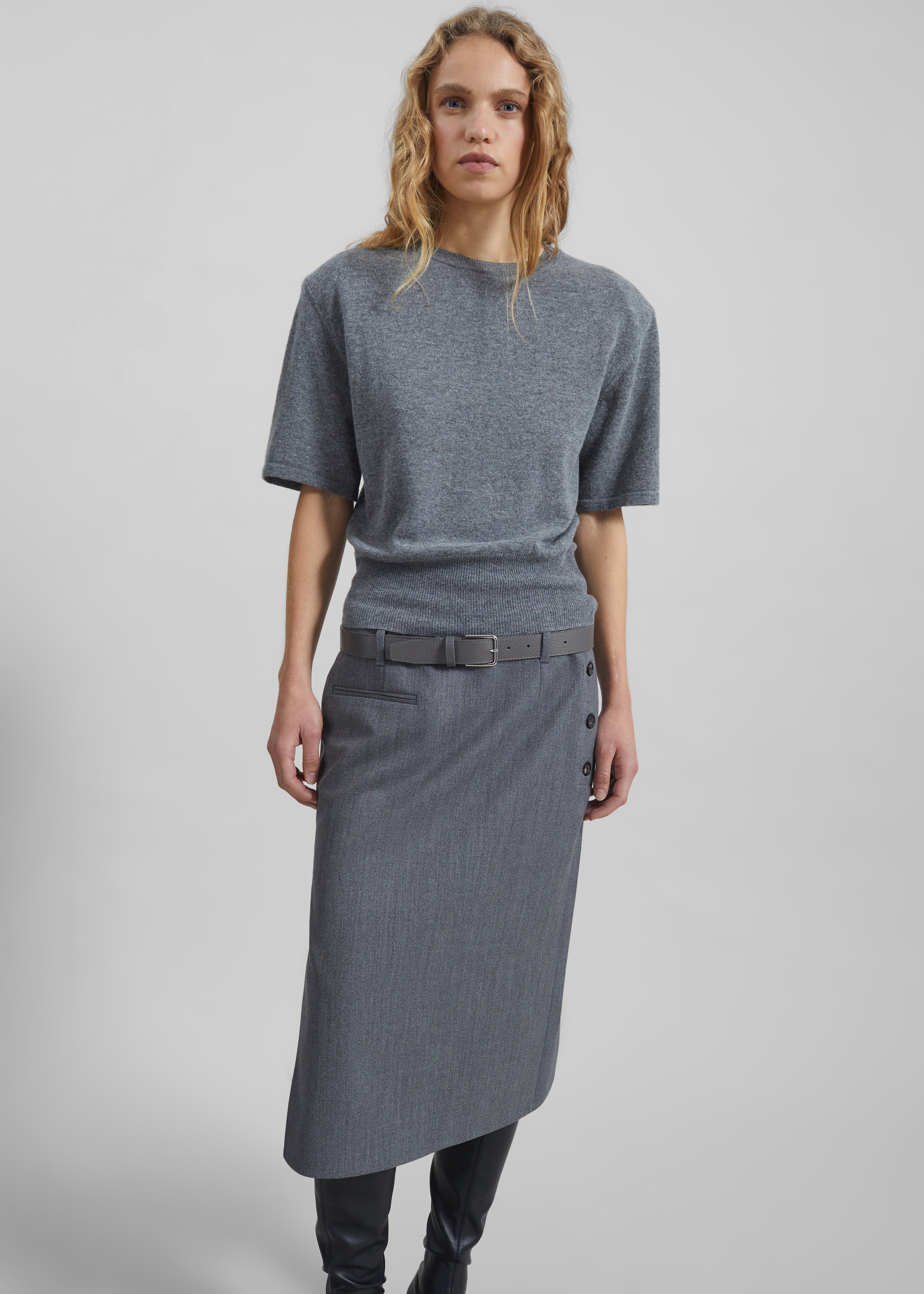 Utica Thin Turtleneck Sweater - Dark Grey Melange – The Frankie Shop