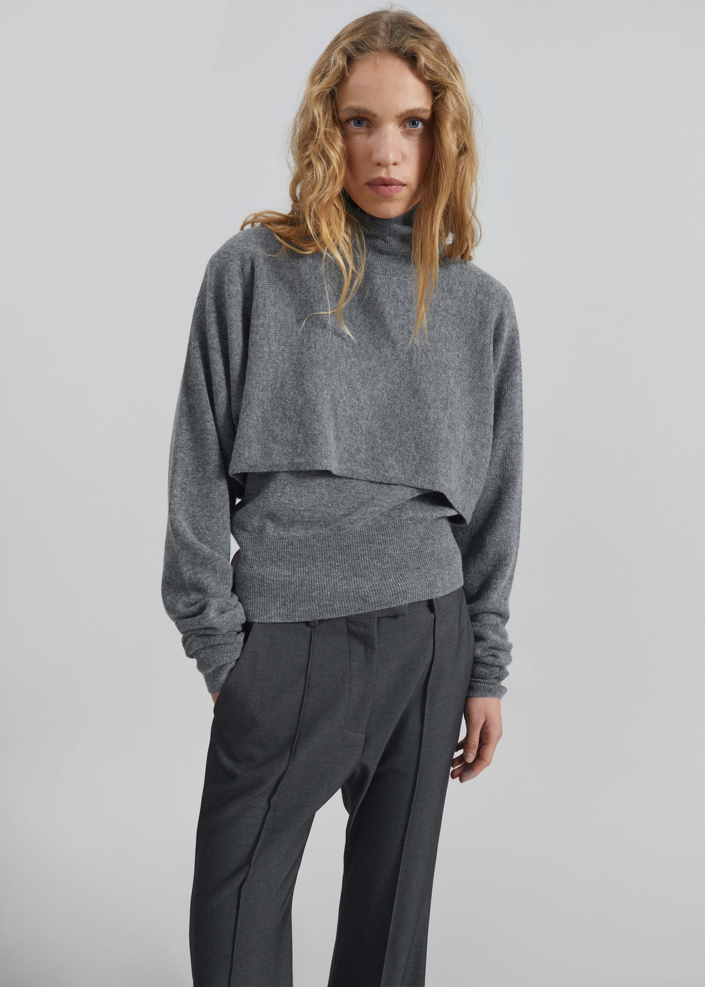 Lausanne Cashmere Detachable Layered Knit Set - Grey - 8