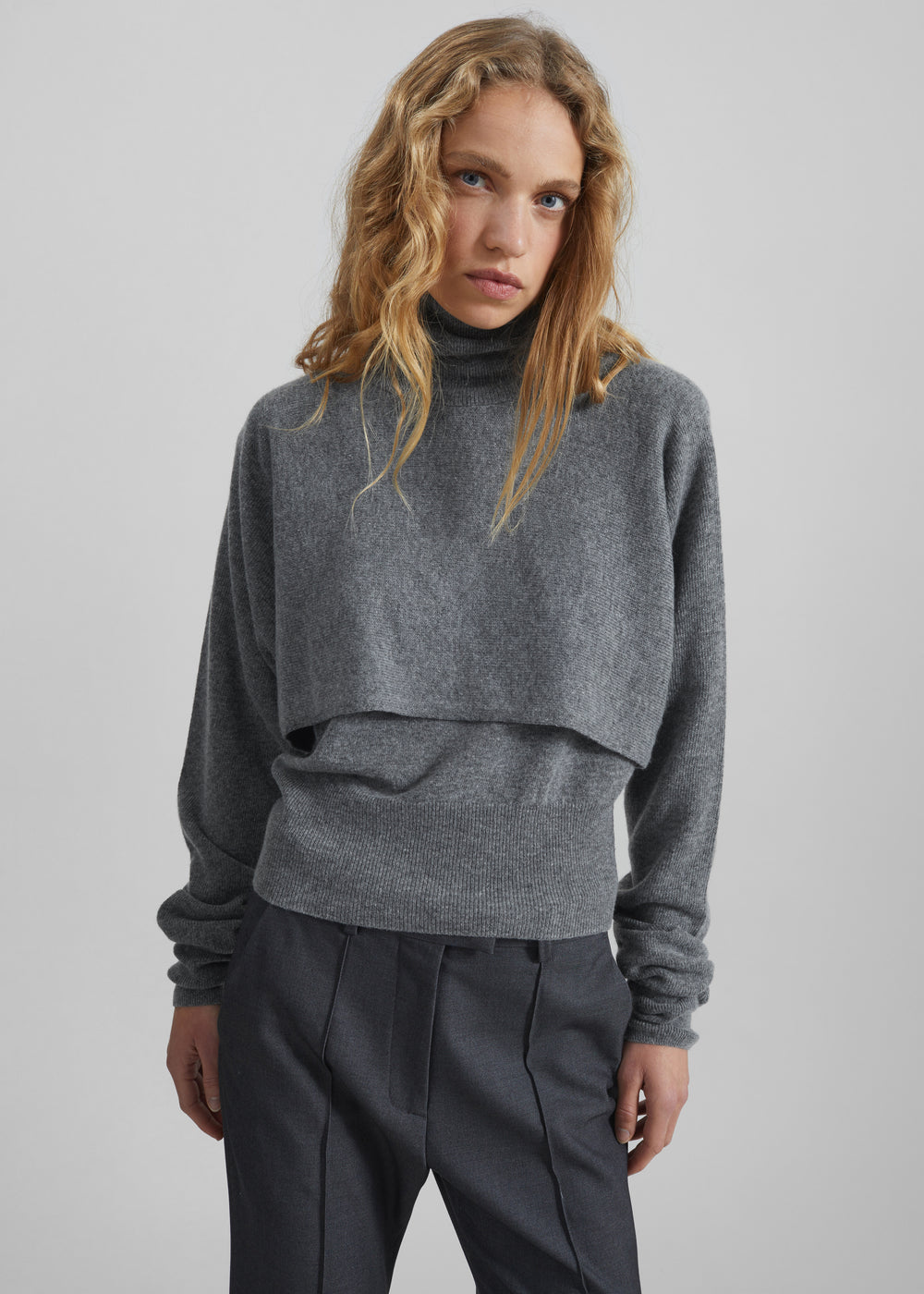 Lausanne Cashmere Detachable Layered Knit Set - Grey