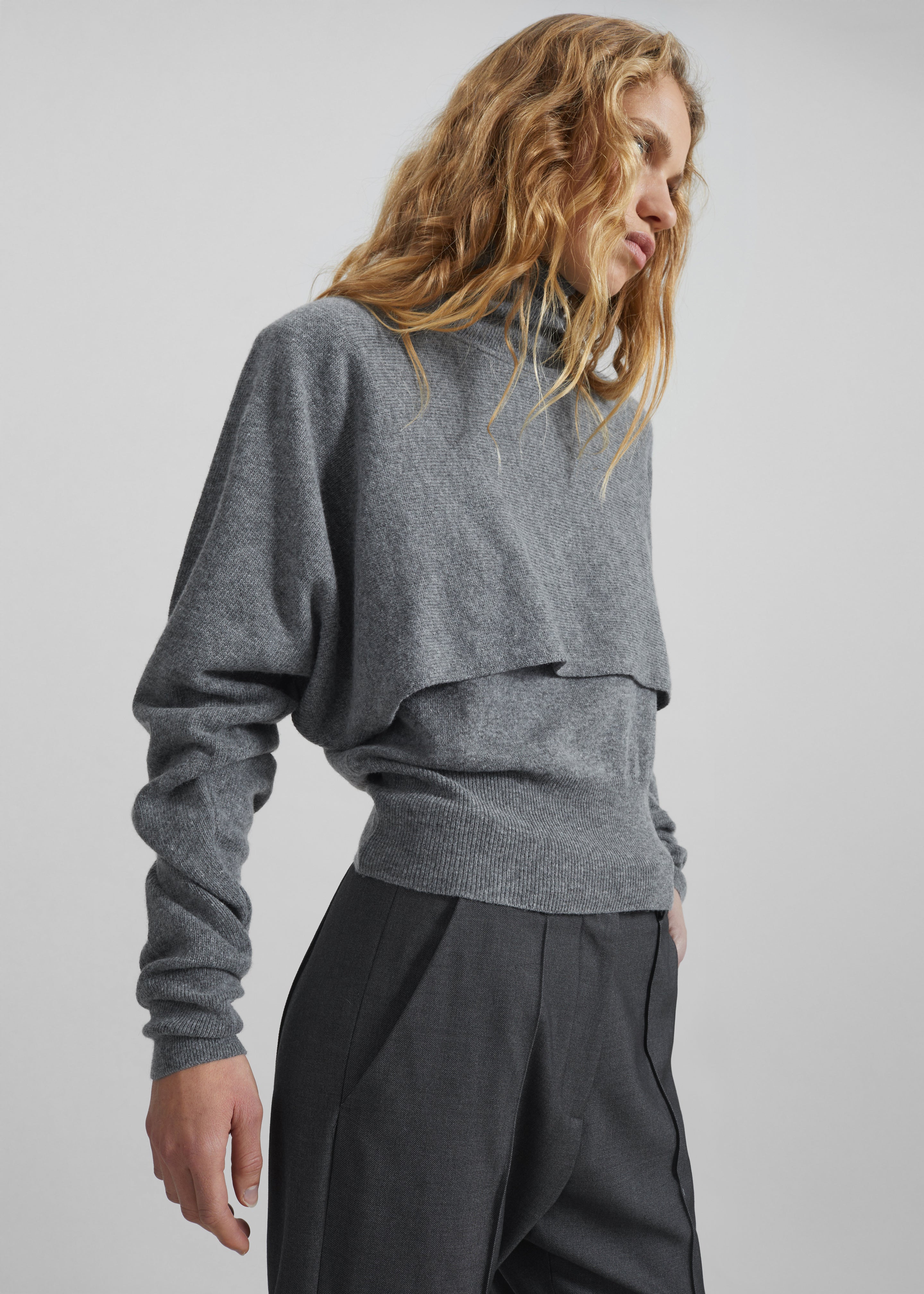 Lausanne Cashmere Detachable Layered Knit Set - Grey - 6